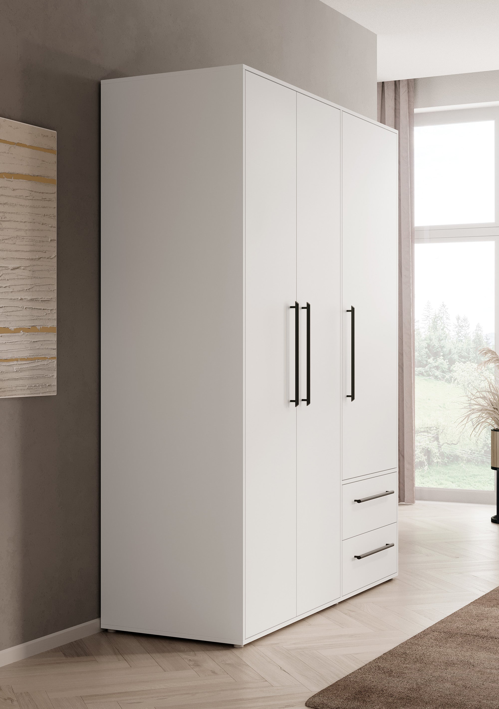Mayen - Kledingkast 3 deuren - Wit - 145x59x200 cm
