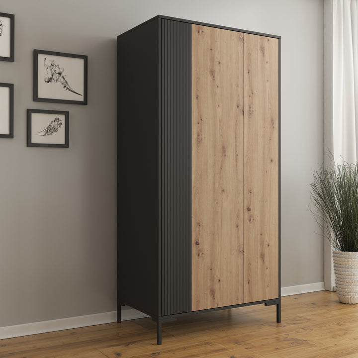 Molina - Kledingkast 2-deurs - Eiken - 90x55x184 cm