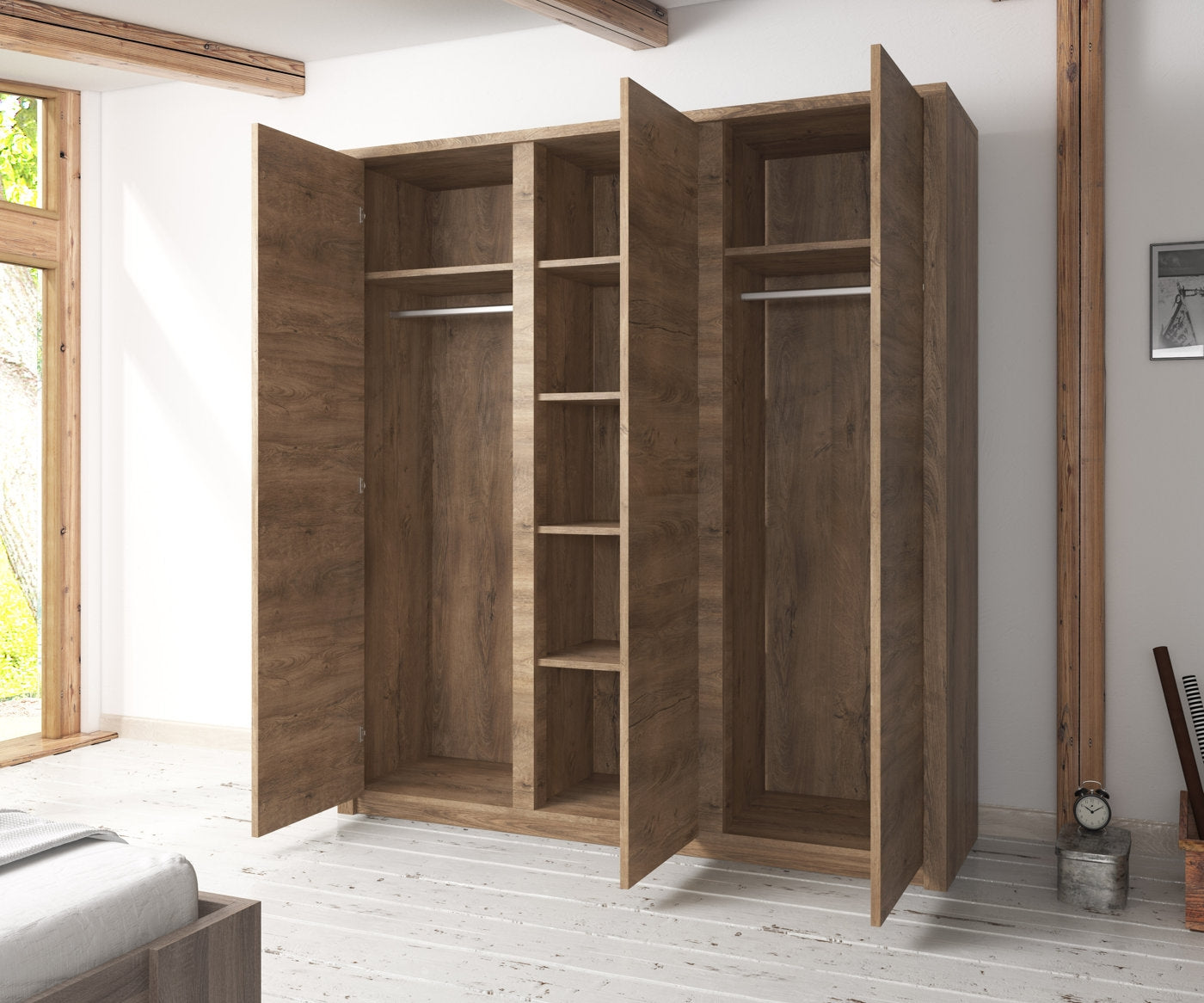 Monaco - Kledingkast 3-deurs - Eiken  - 166x53x197 cm