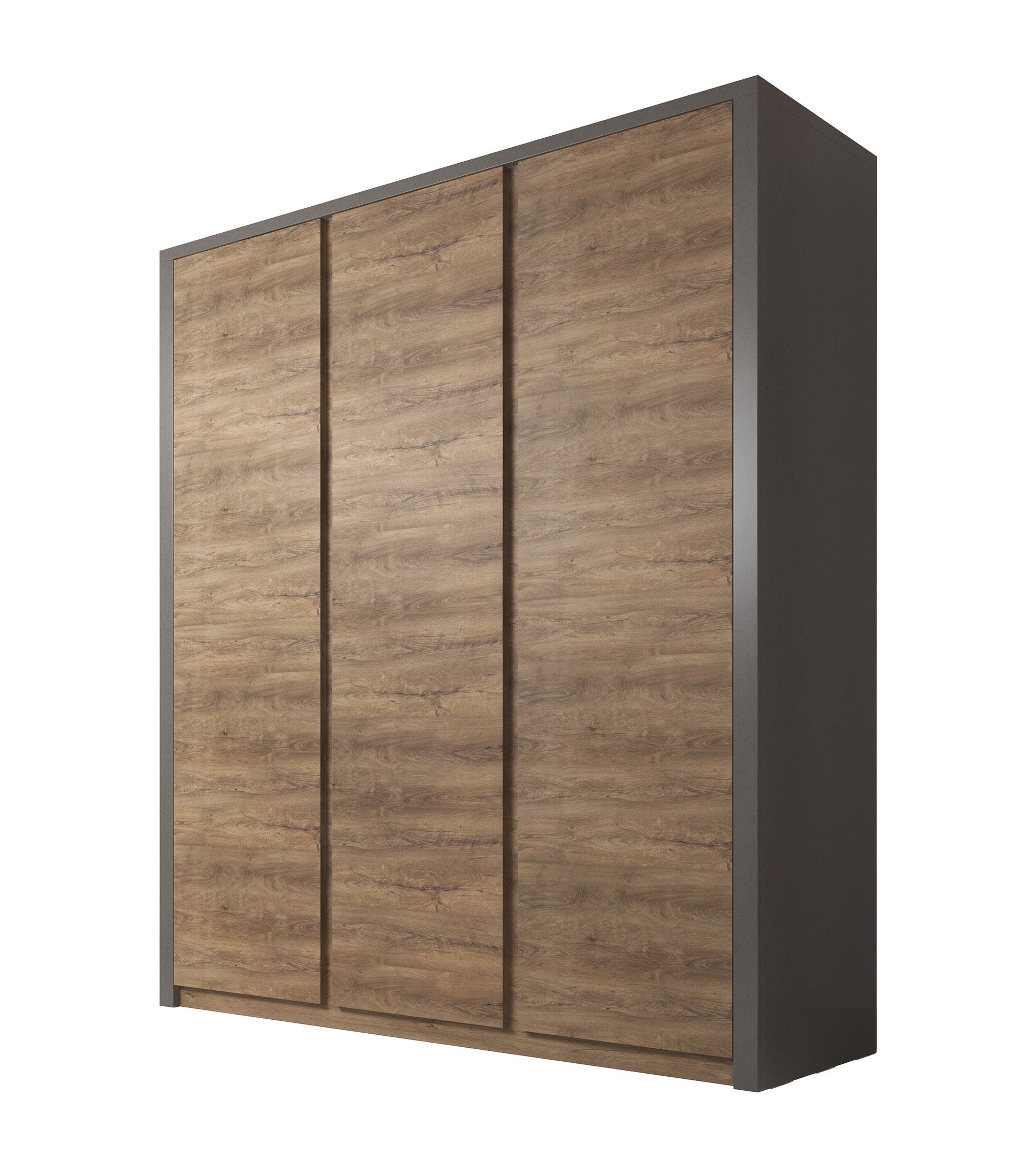 Monaco - Kledingkast 3-deurs - Eiken/grijs - 166x53x197 cm