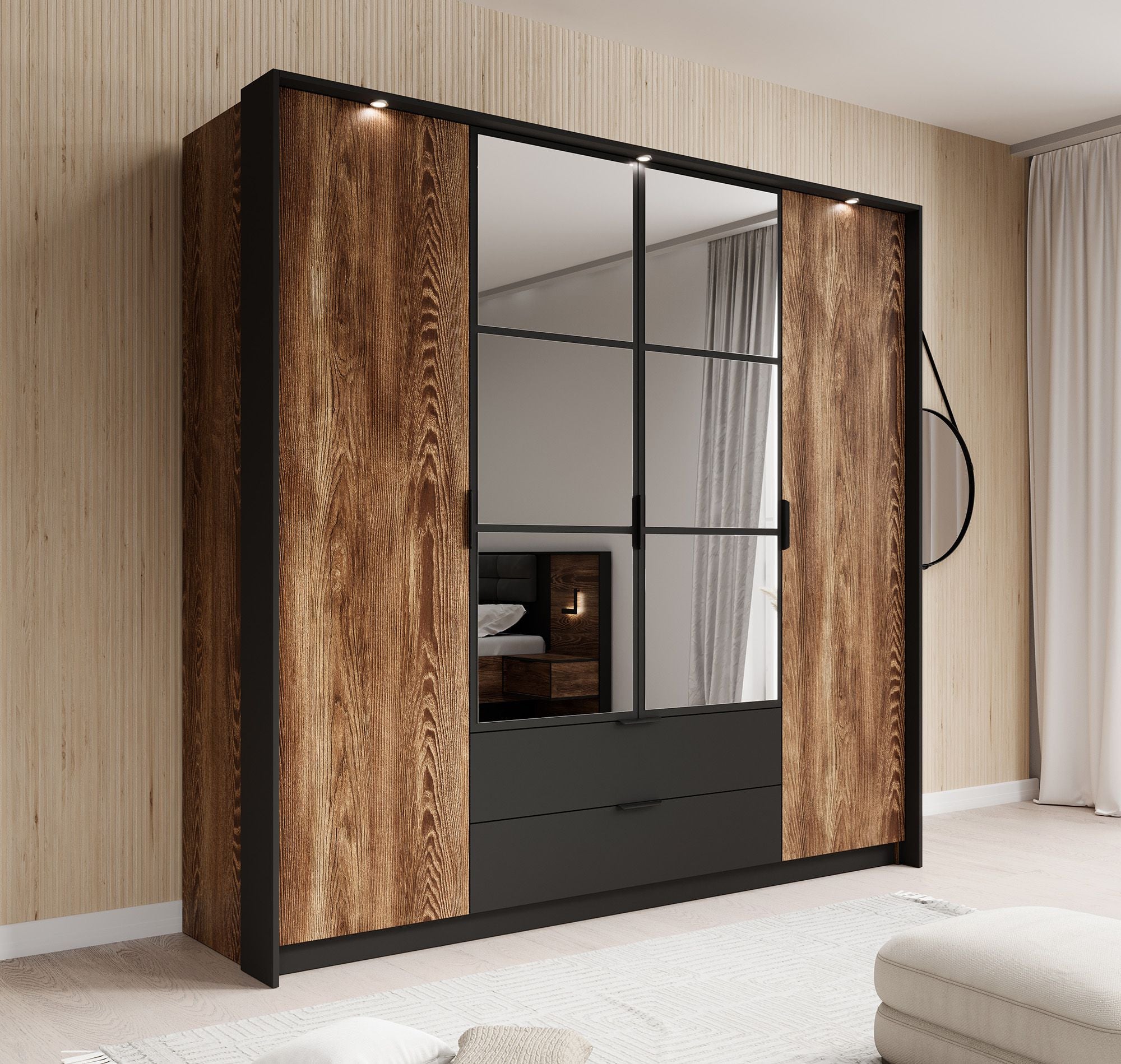 Mulvey - Slaapkamer - Eiken/Antraciet - 160x200 cm