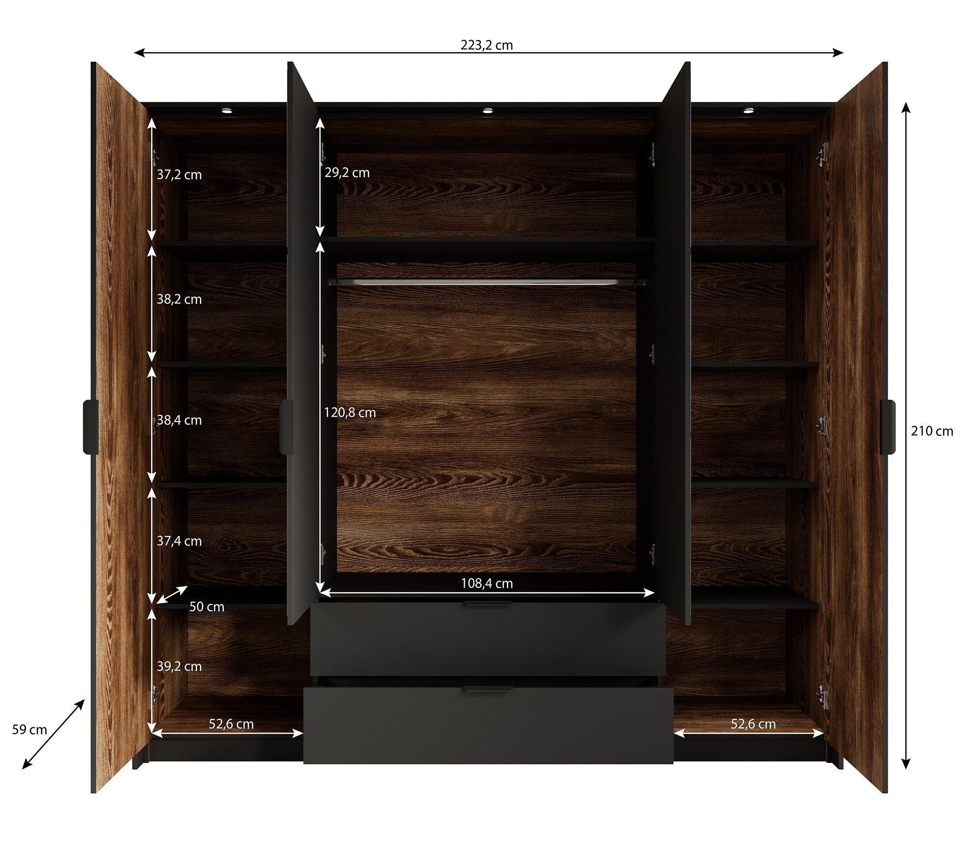 Mulvey - Slaapkamer - Eiken/Antraciet - 160x200 cm