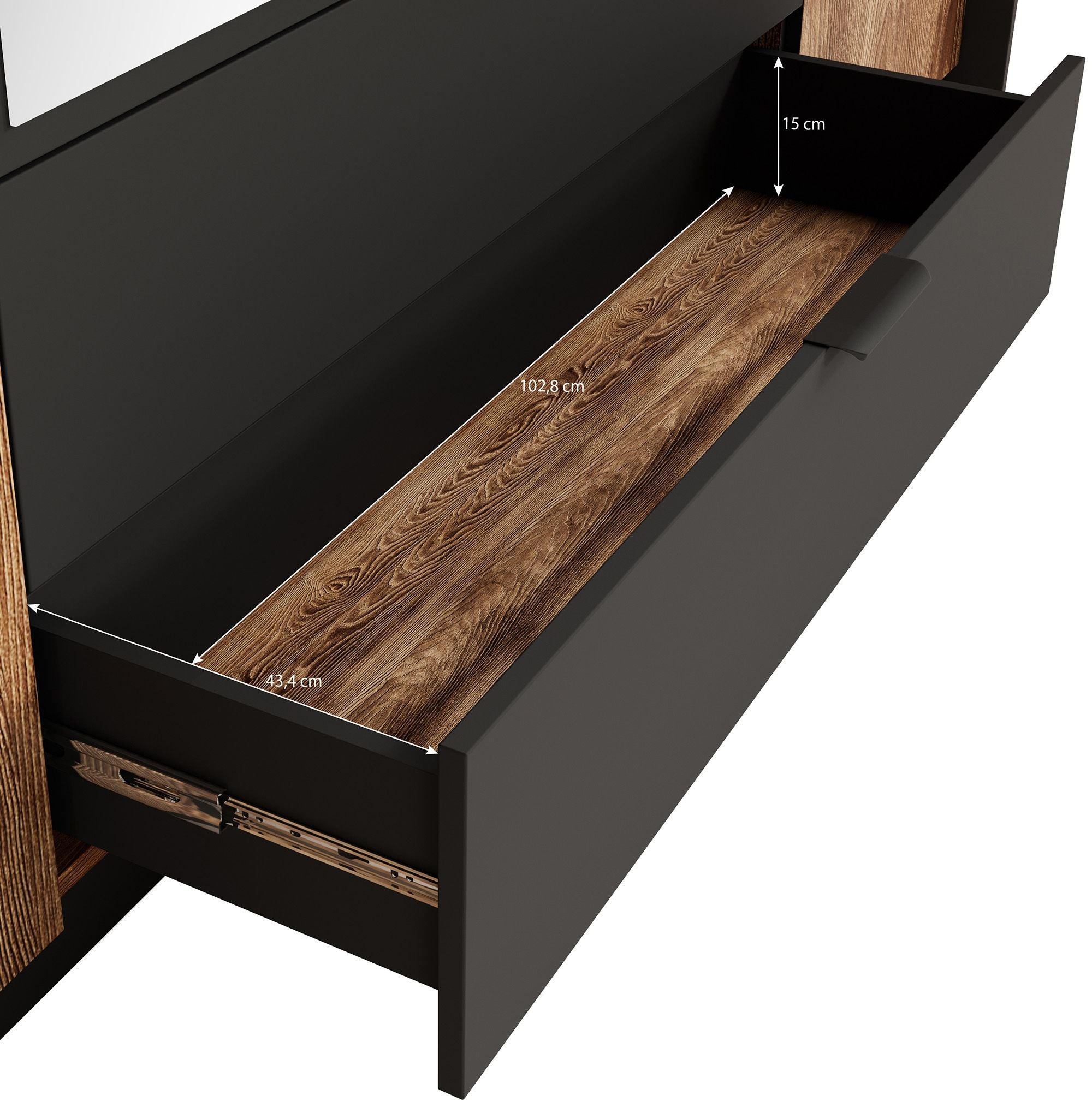 Mulvey - Kledingkast 4-deurs - Eiken/antraciet - 223x59x210 cm