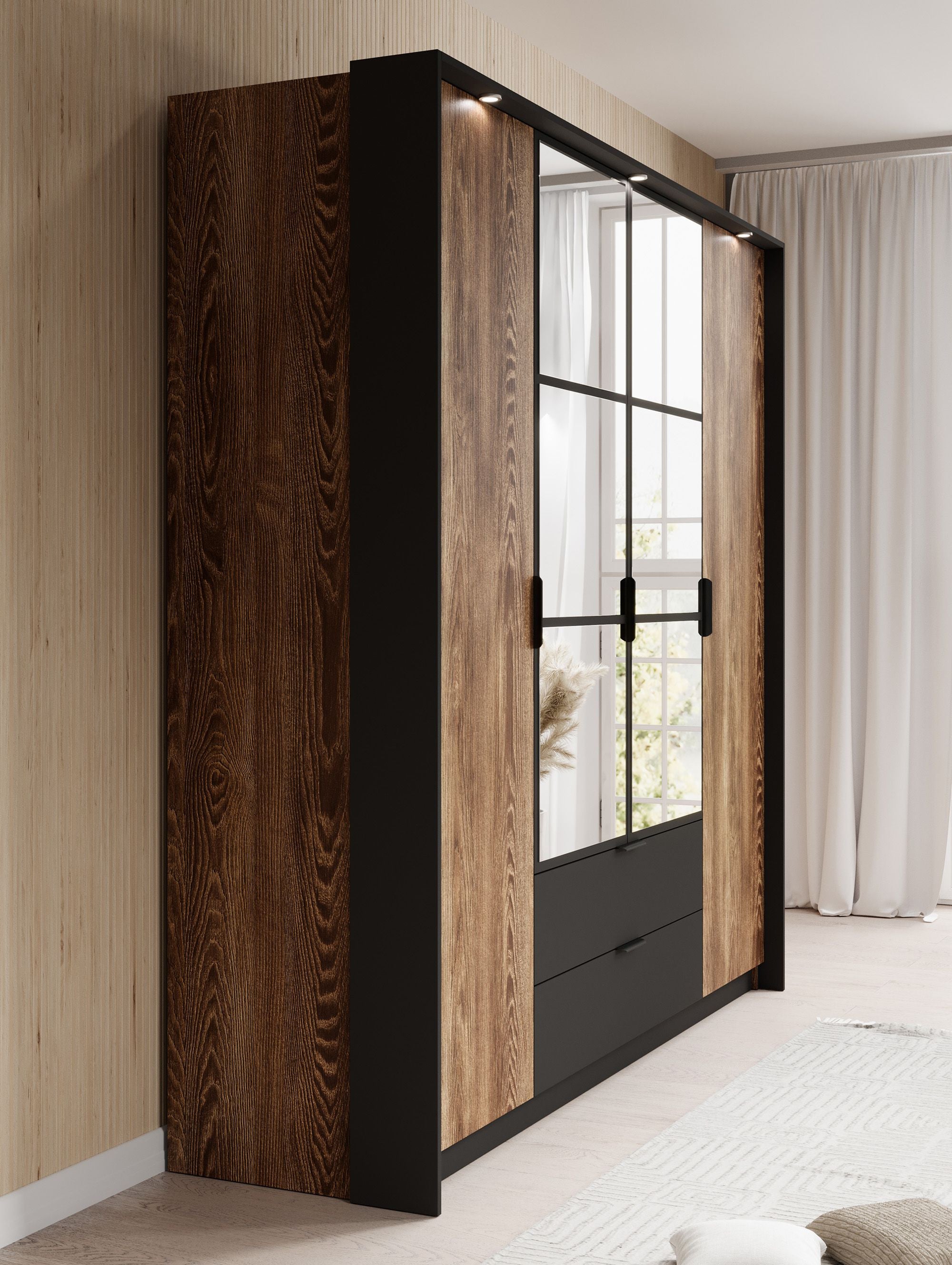 Mulvey - Slaapkamer - Eiken/Antraciet - 160x200 cm