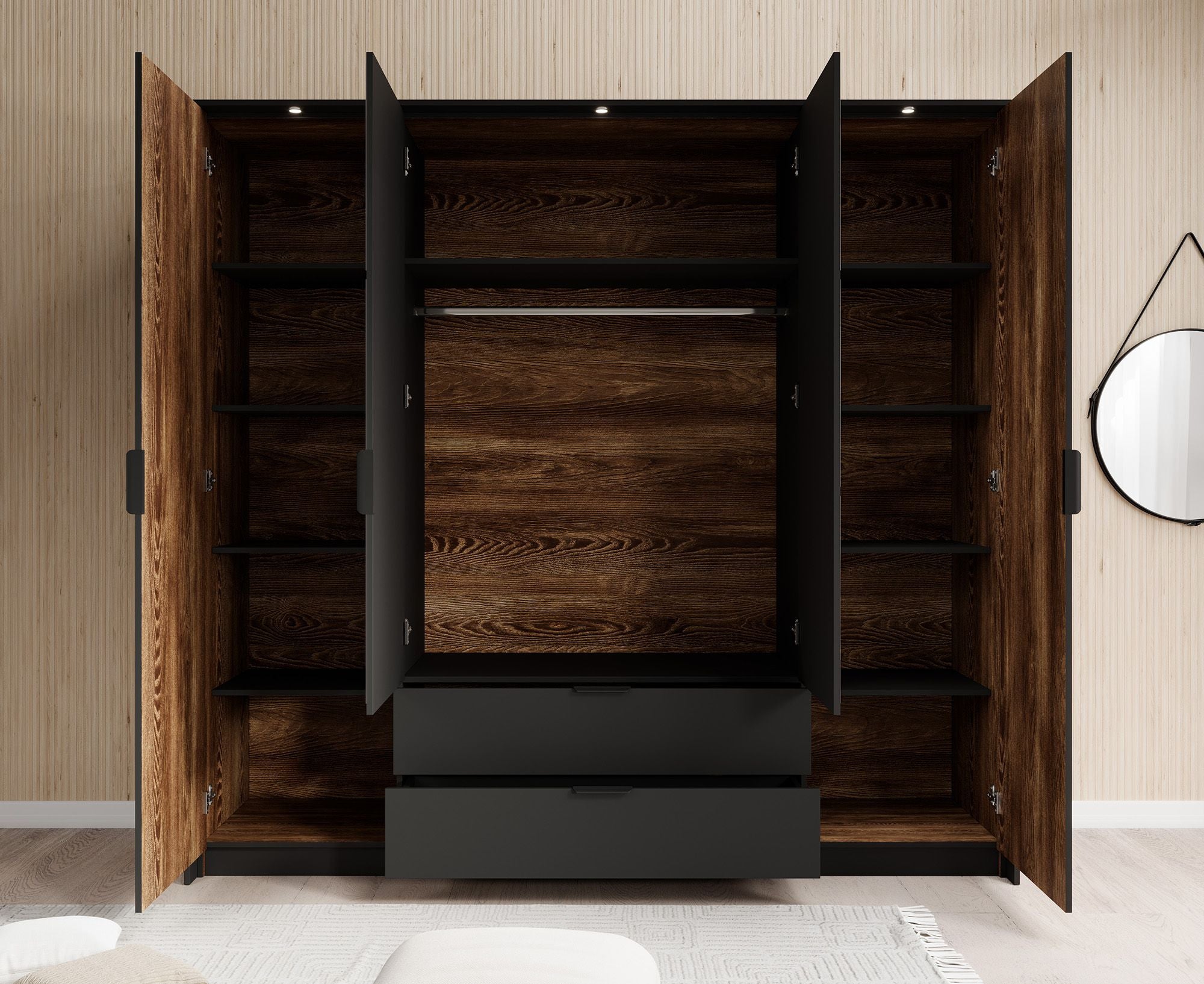 Mulvey - Slaapkamer - Eiken/Antraciet - 160x200 cm