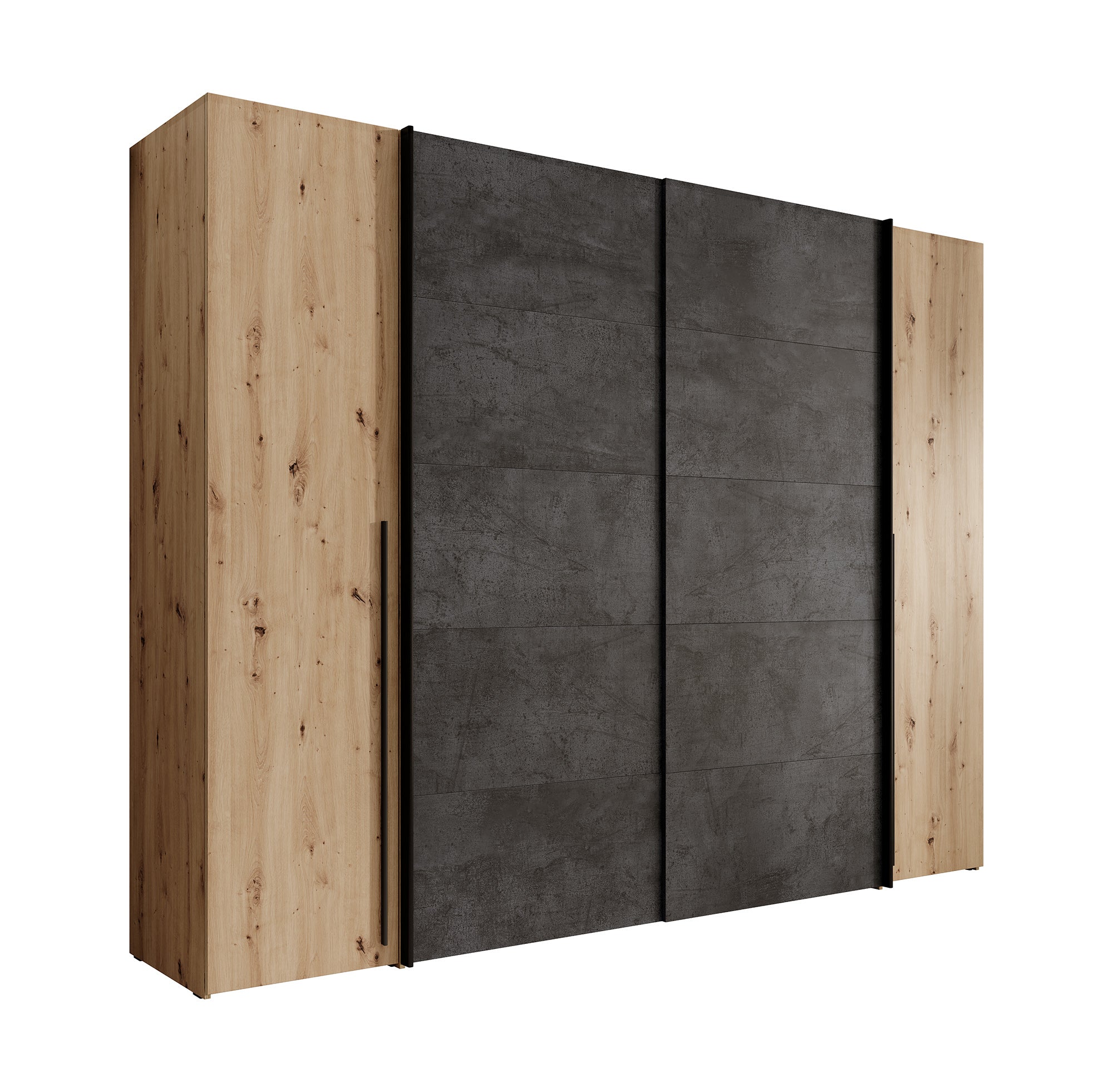 Nassau - Kledingkast met schuifdeuren - Eiken/grijs - 270x61x210 cm