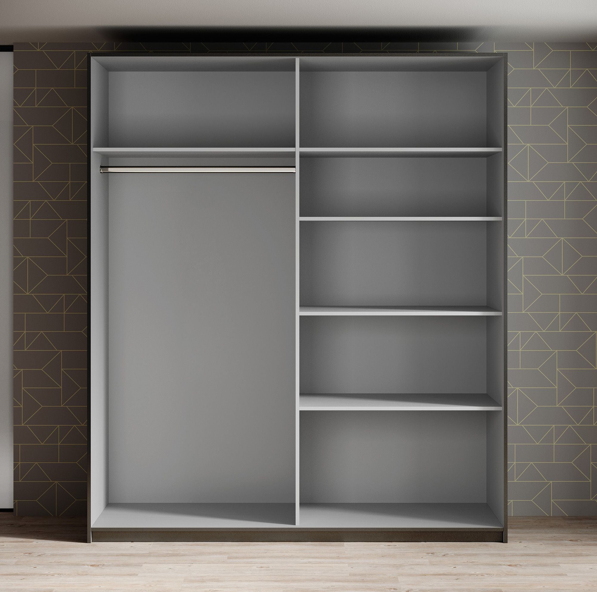 Oscar - Kledingkast met schuifdeuren - Zwart - 180x61x210 cm