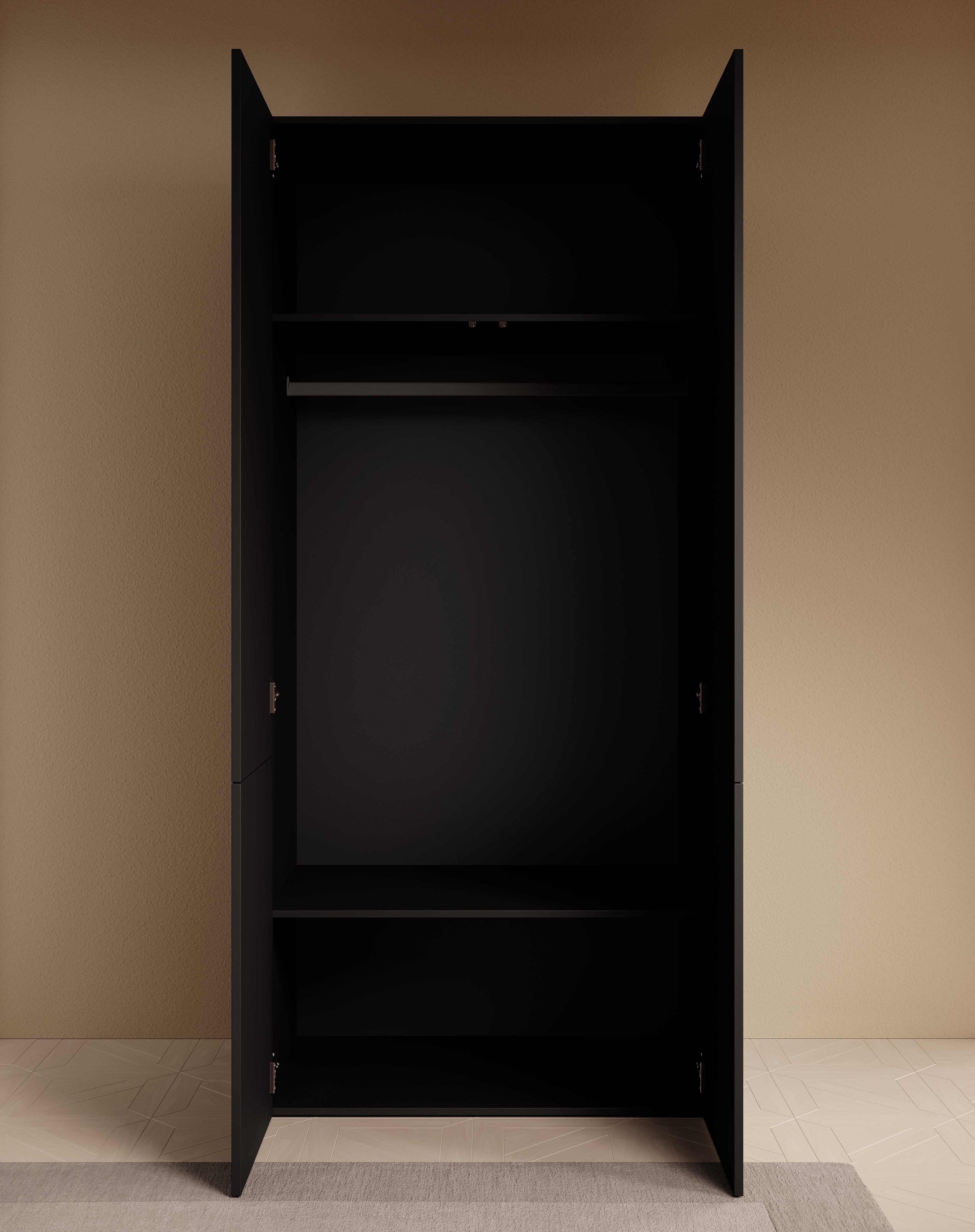 Palamos - Kledingkast 4-deurs - Mat zwart  - 90x56x199 cm