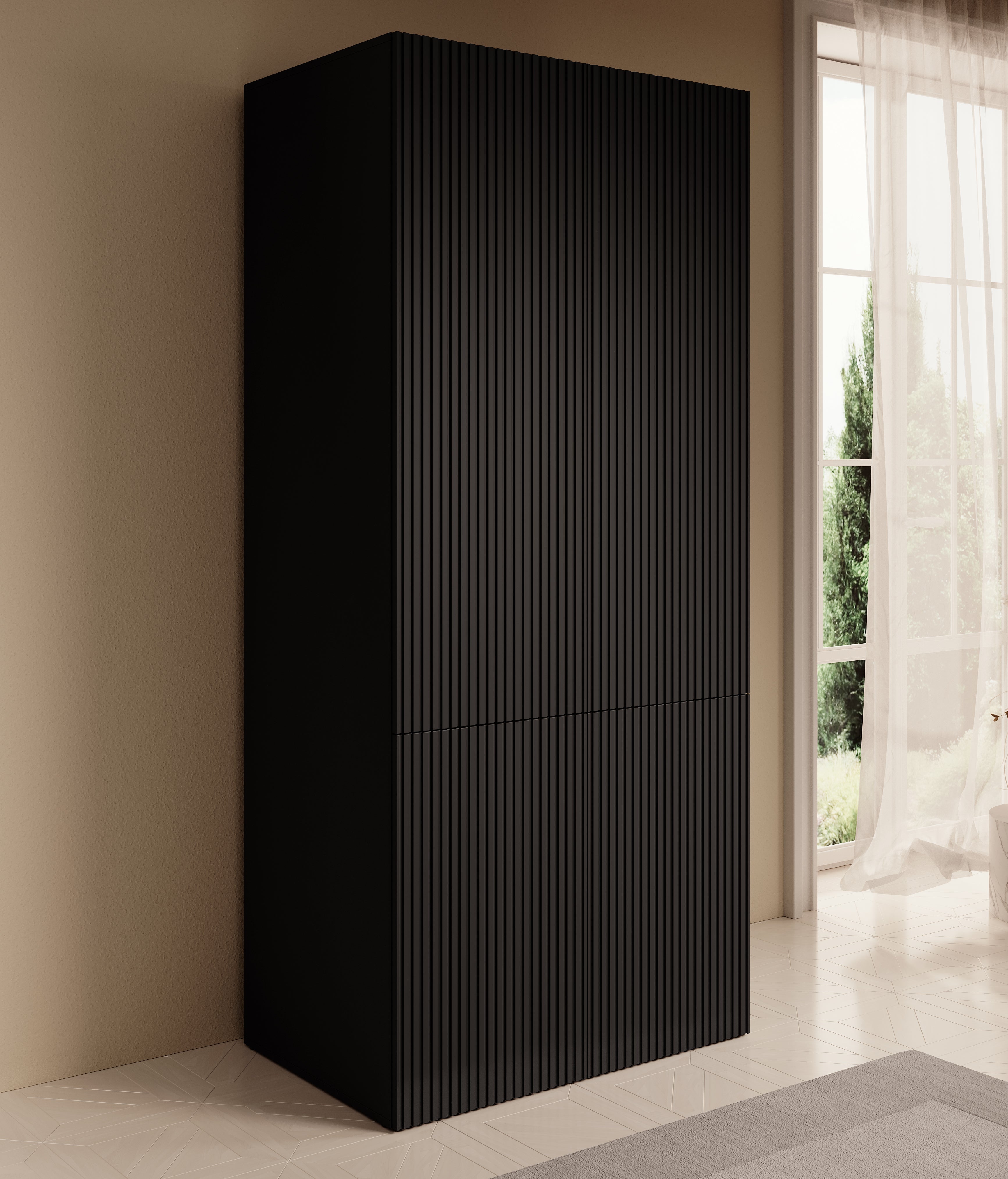 Palamos - Kledingkast 4-deurs - Mat zwart  - 90x56x199 cm