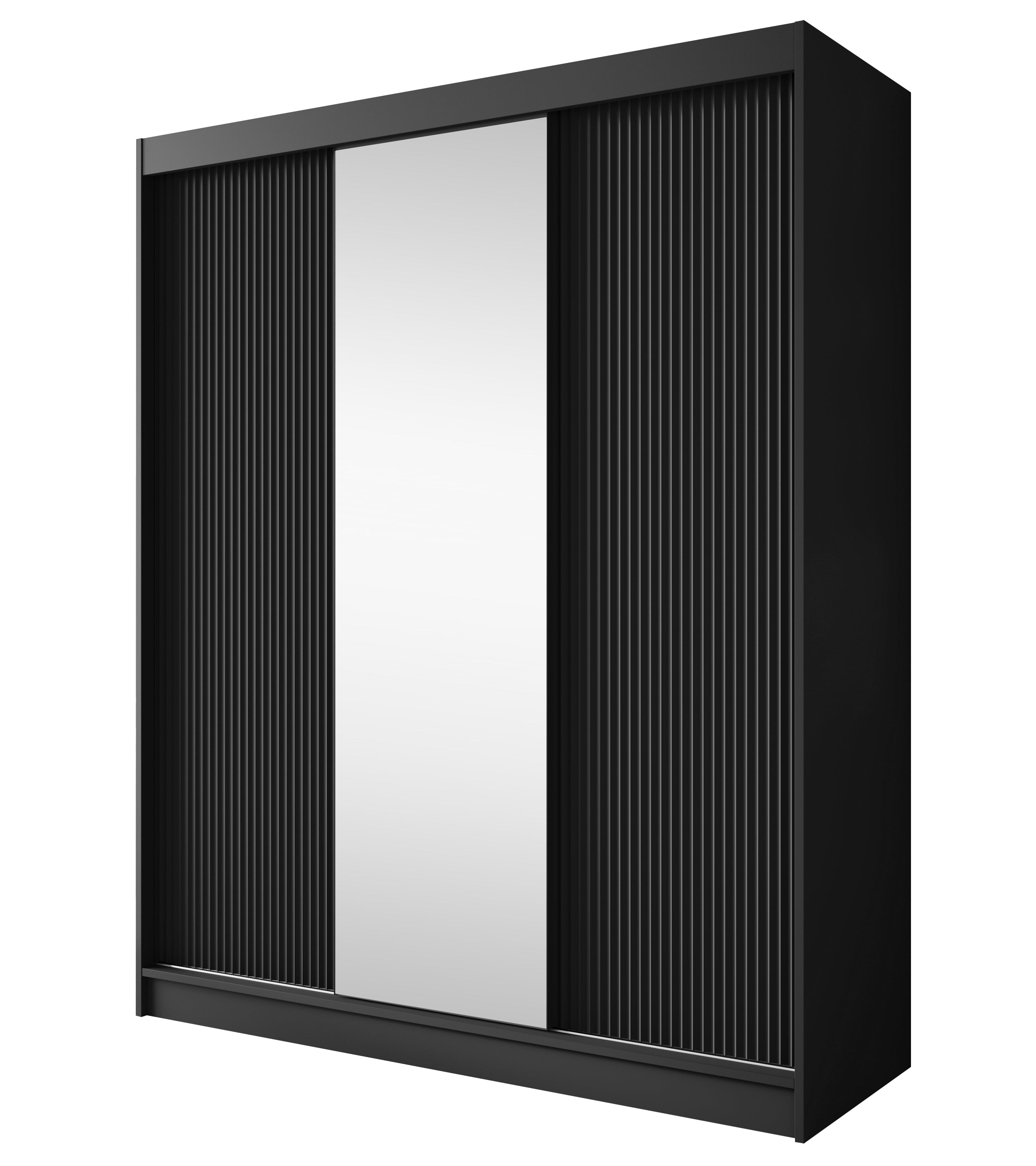 Paraguay - Kledingkast met spiegel - Zwart  - 180x60x220 cm