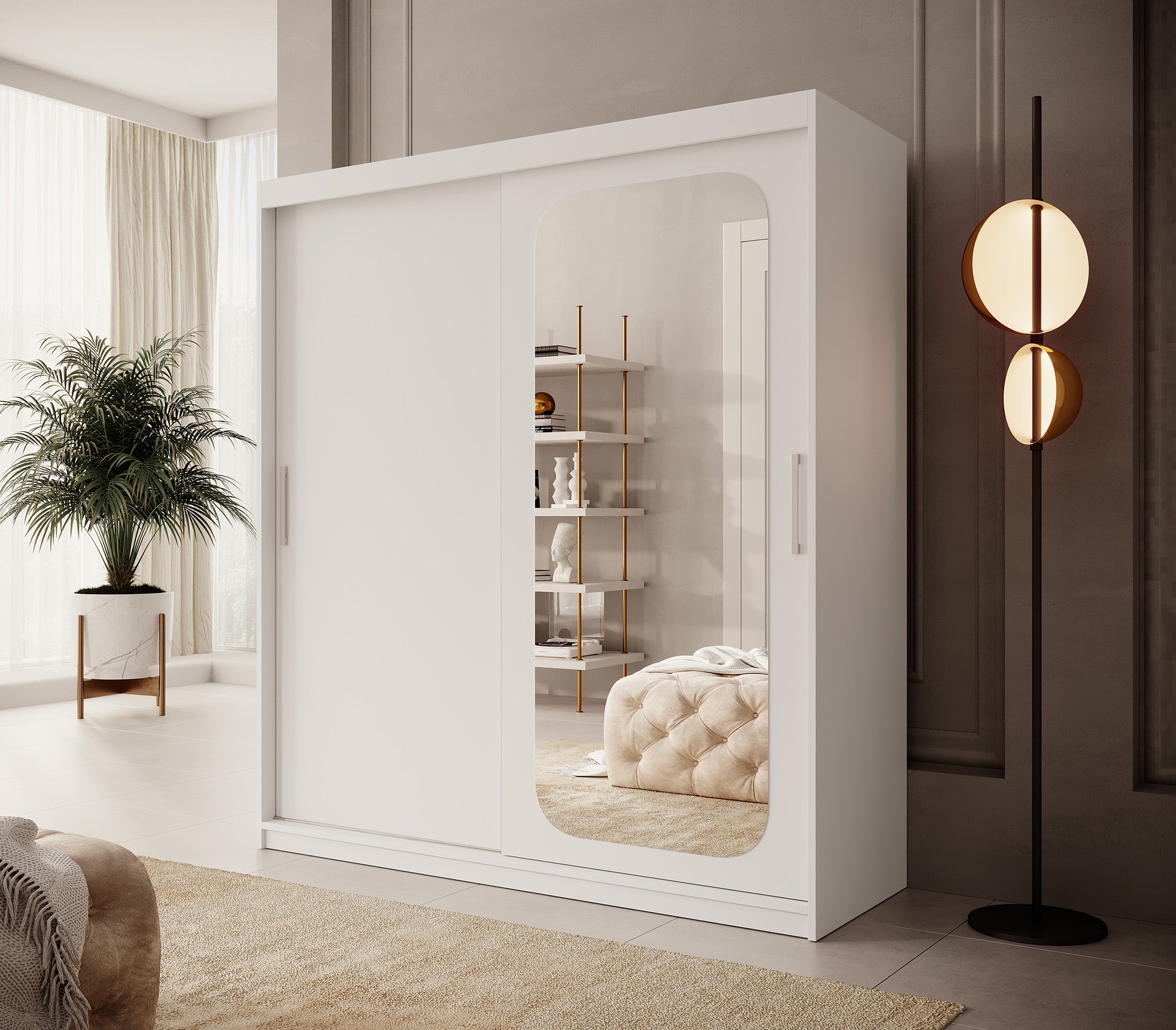 Pete - Kledingkast met schuifdeuren - Wit - 180x62x200 cm