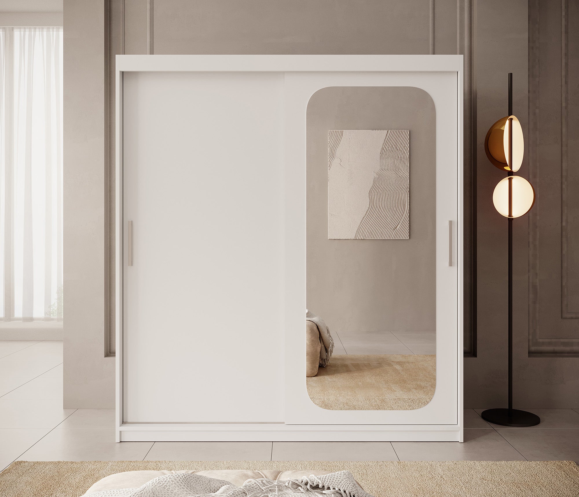 Pete - Kledingkast met schuifdeuren - Wit - 180x62x200 cm