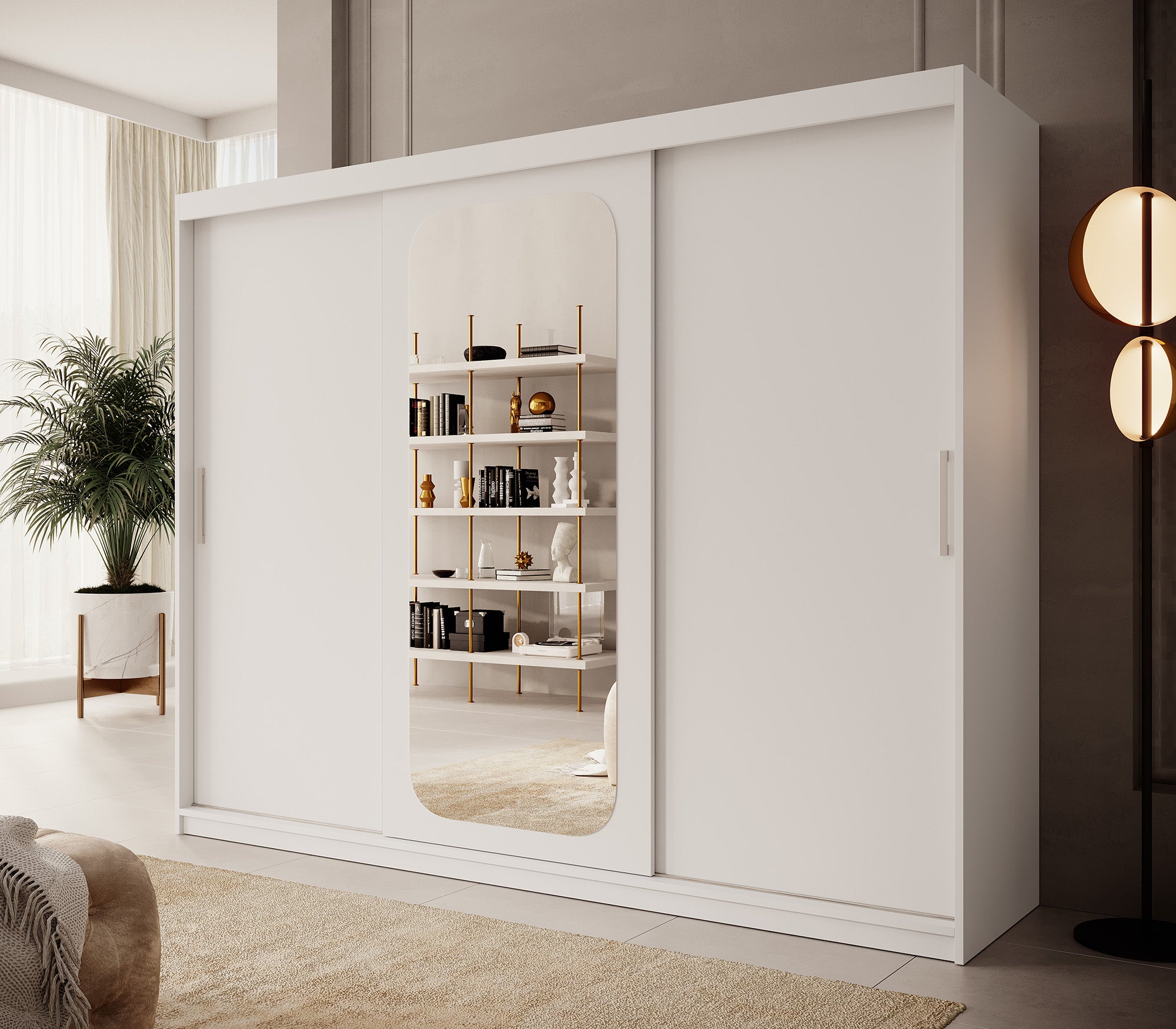 Pete - Kledingkast met schuifdeuren - Wit - 250x62x200 cm