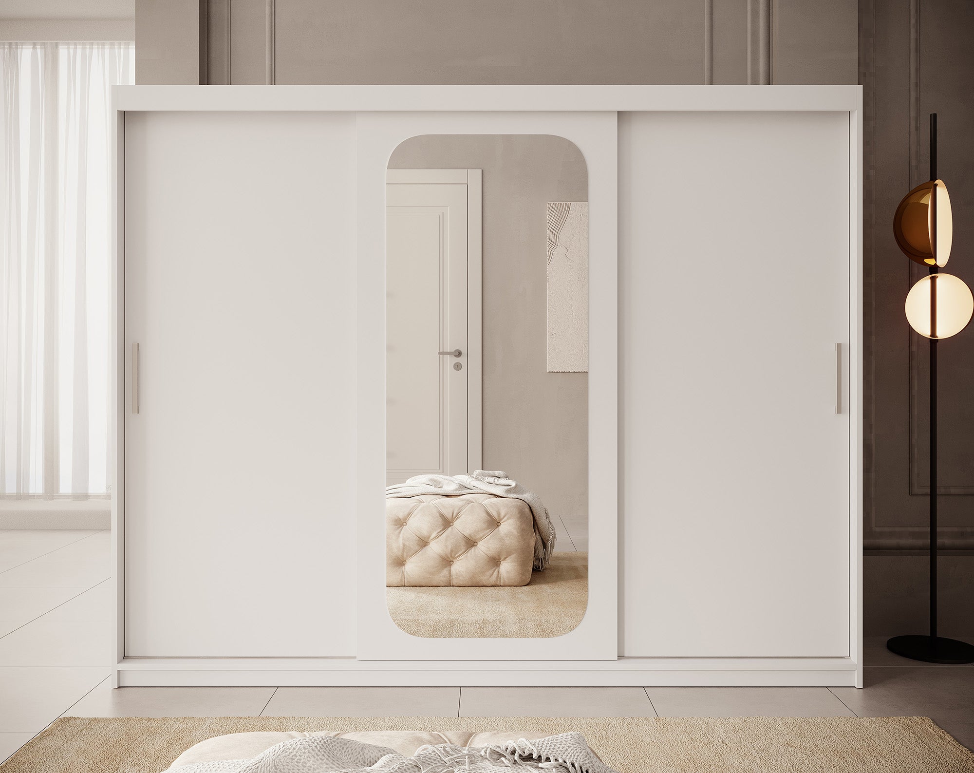 Pete - Kledingkast met schuifdeuren - Wit - 250x62x200 cm