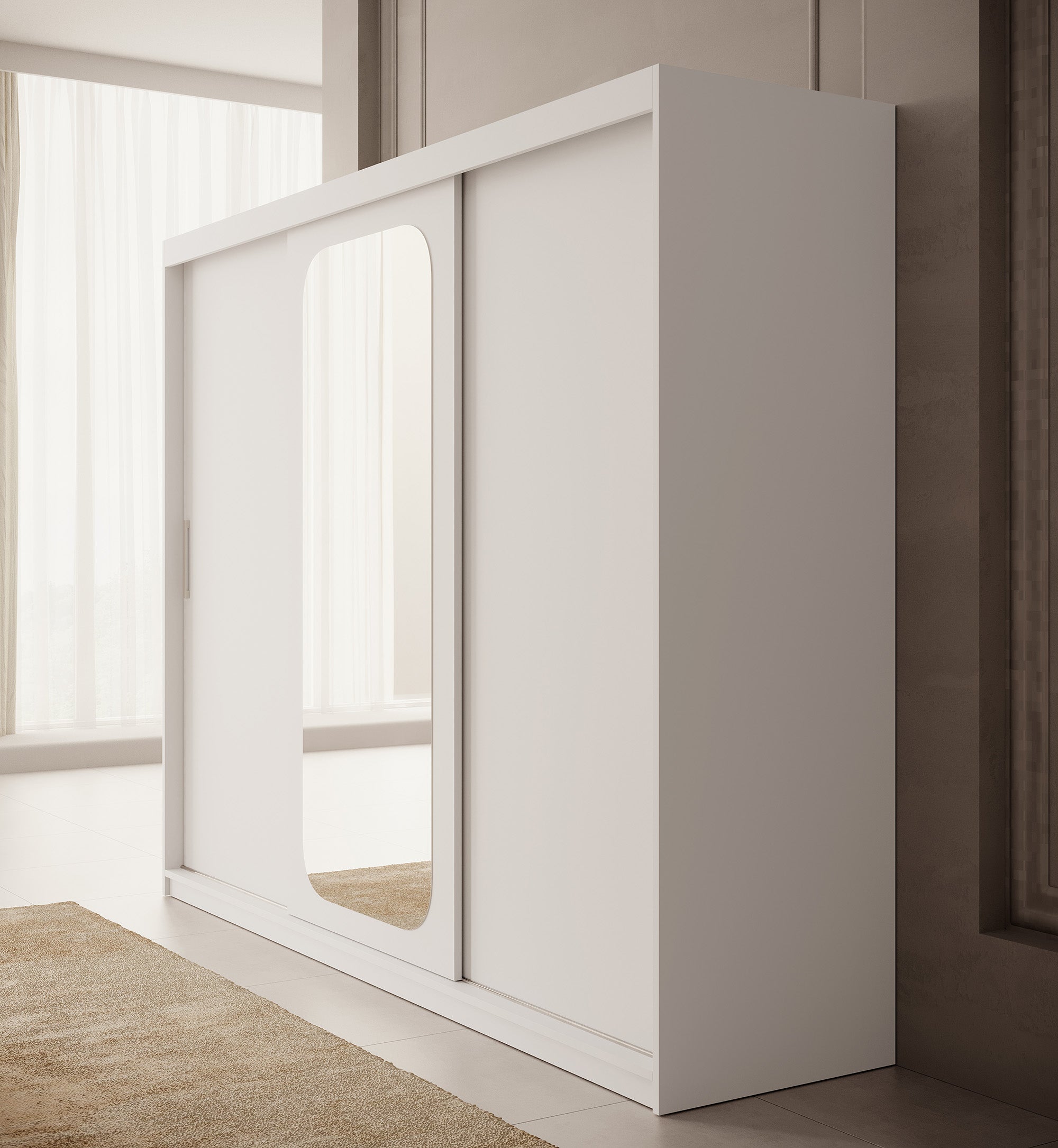 Pete - Kledingkast met schuifdeuren - Wit - 250x62x200 cm
