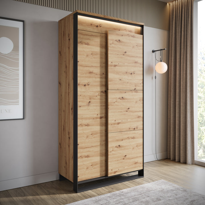 Quincy - Kledingkast 2-deurs - Eiken - 95x50x195 cm
