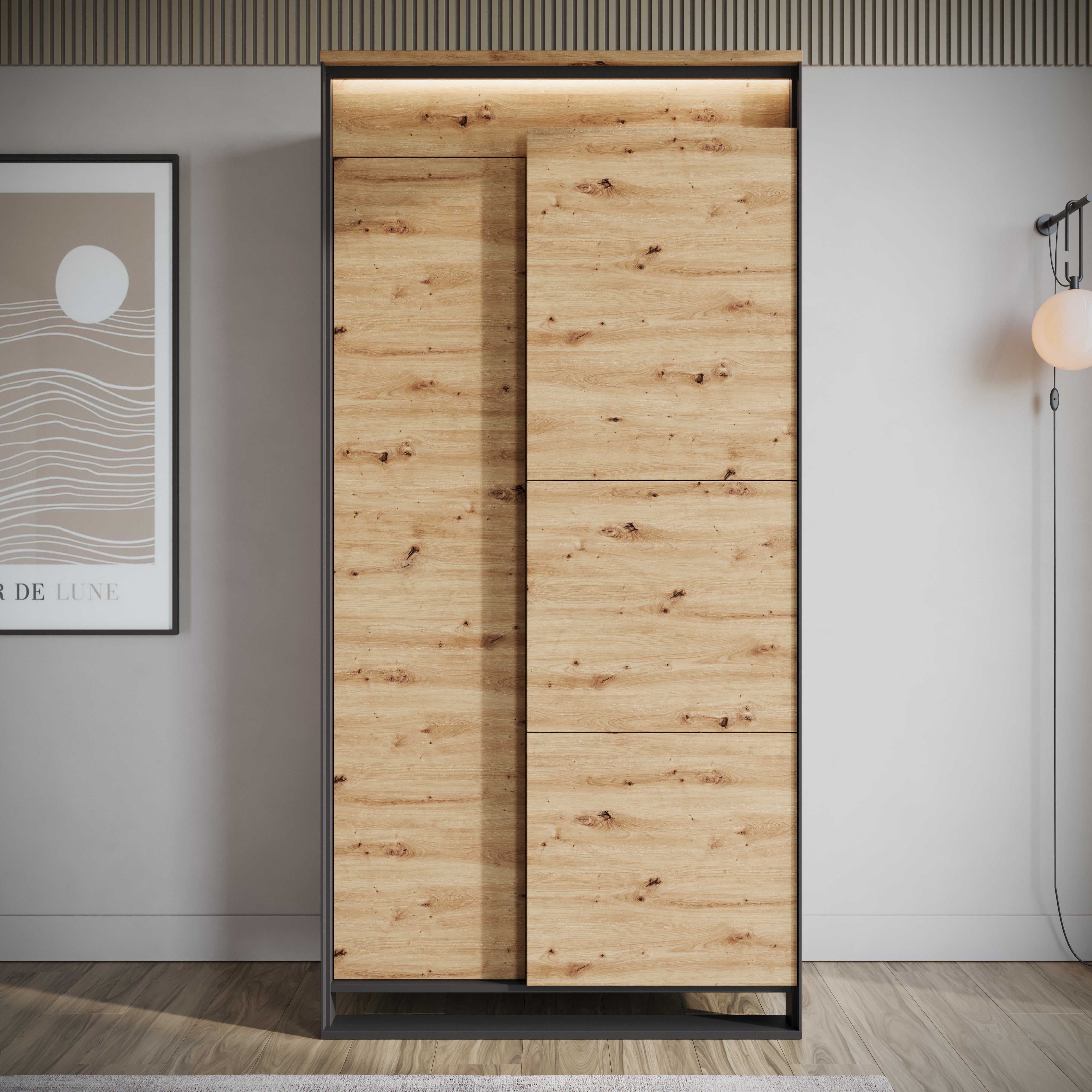 Quincy - Kledingkast 2-deurs - Eiken - 95x50x195 cm