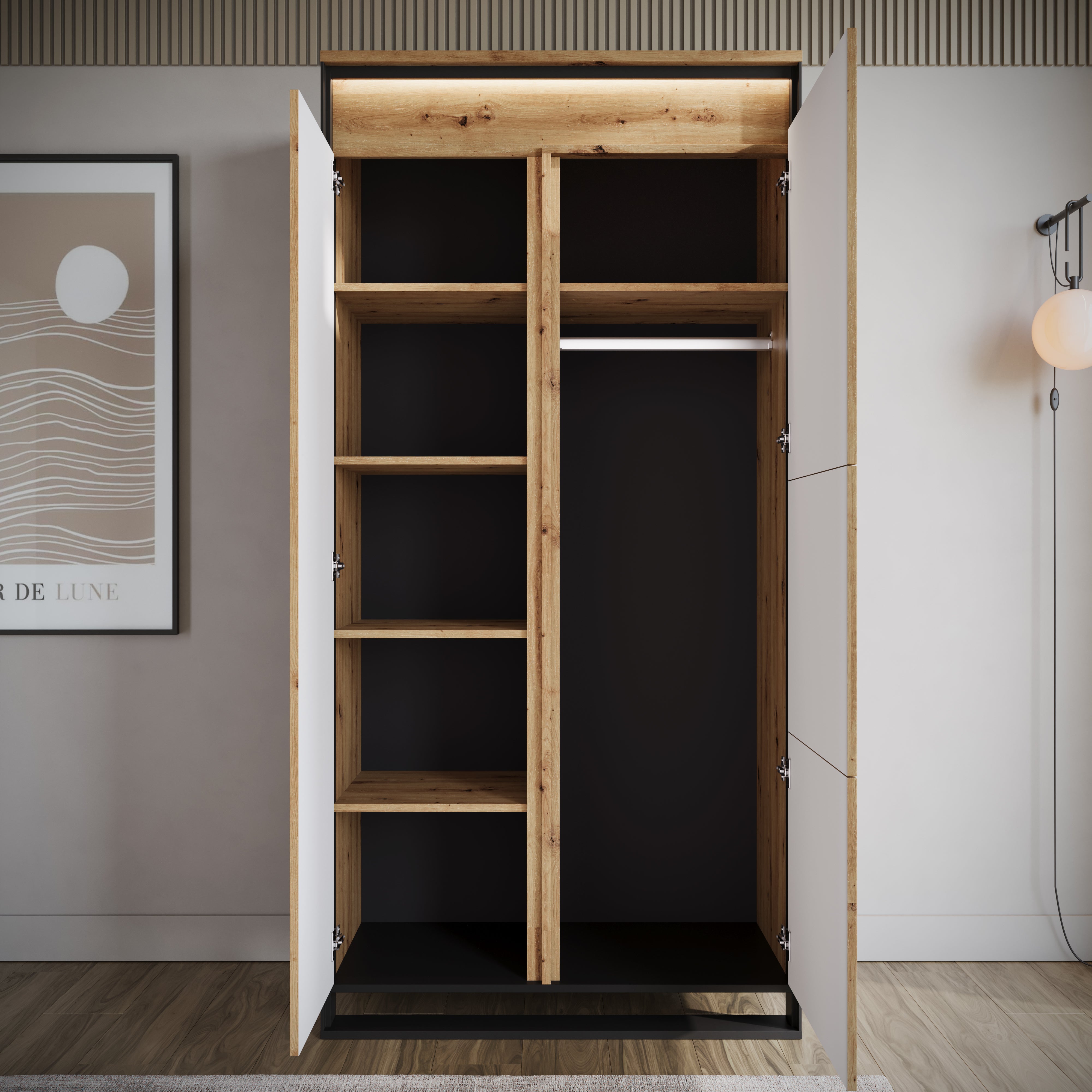 Quincy - Kledingkast 2-deurs - Eiken - 95x50x195 cm