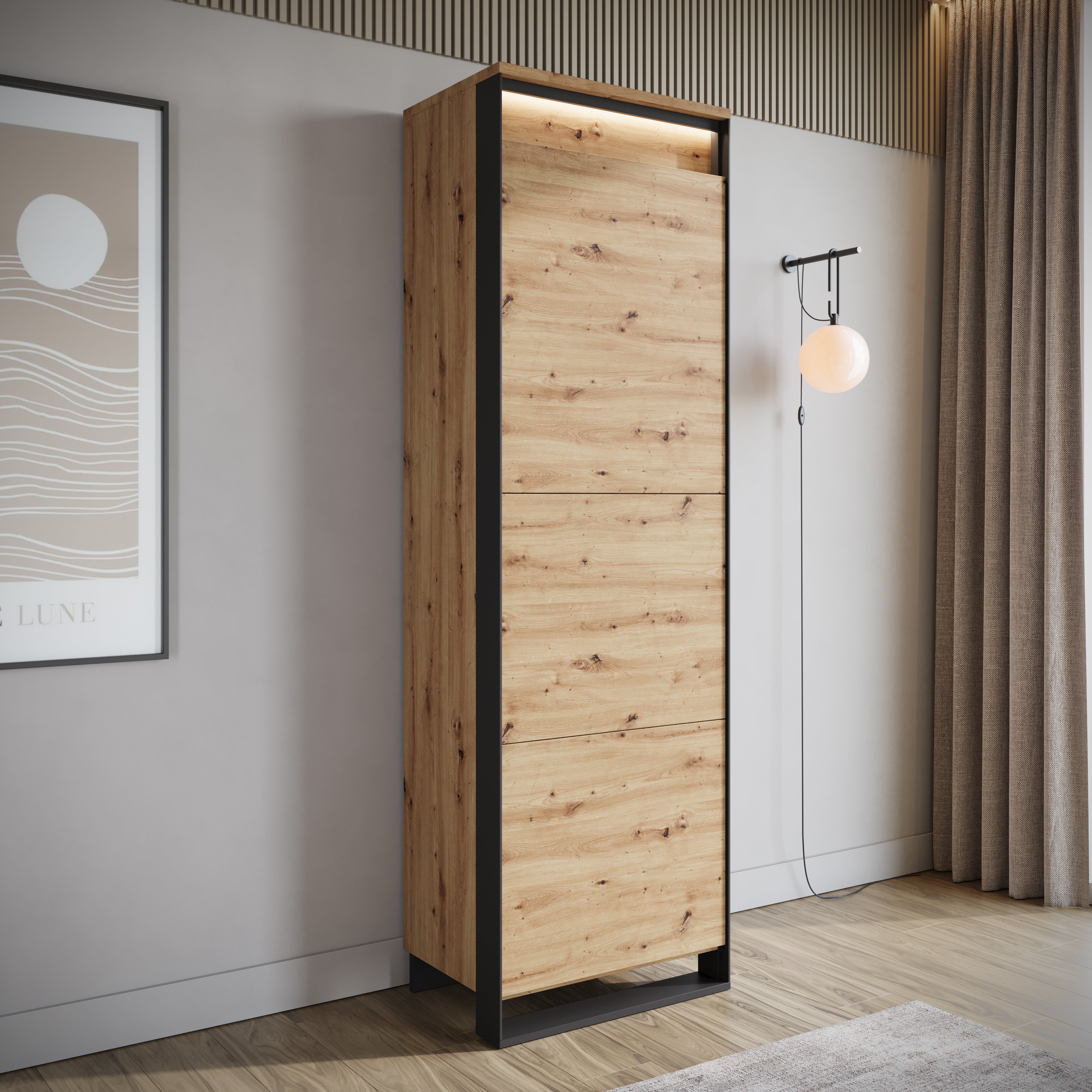 Quincy - Kledingkast met deur - Eiken - 60x41x195 cm