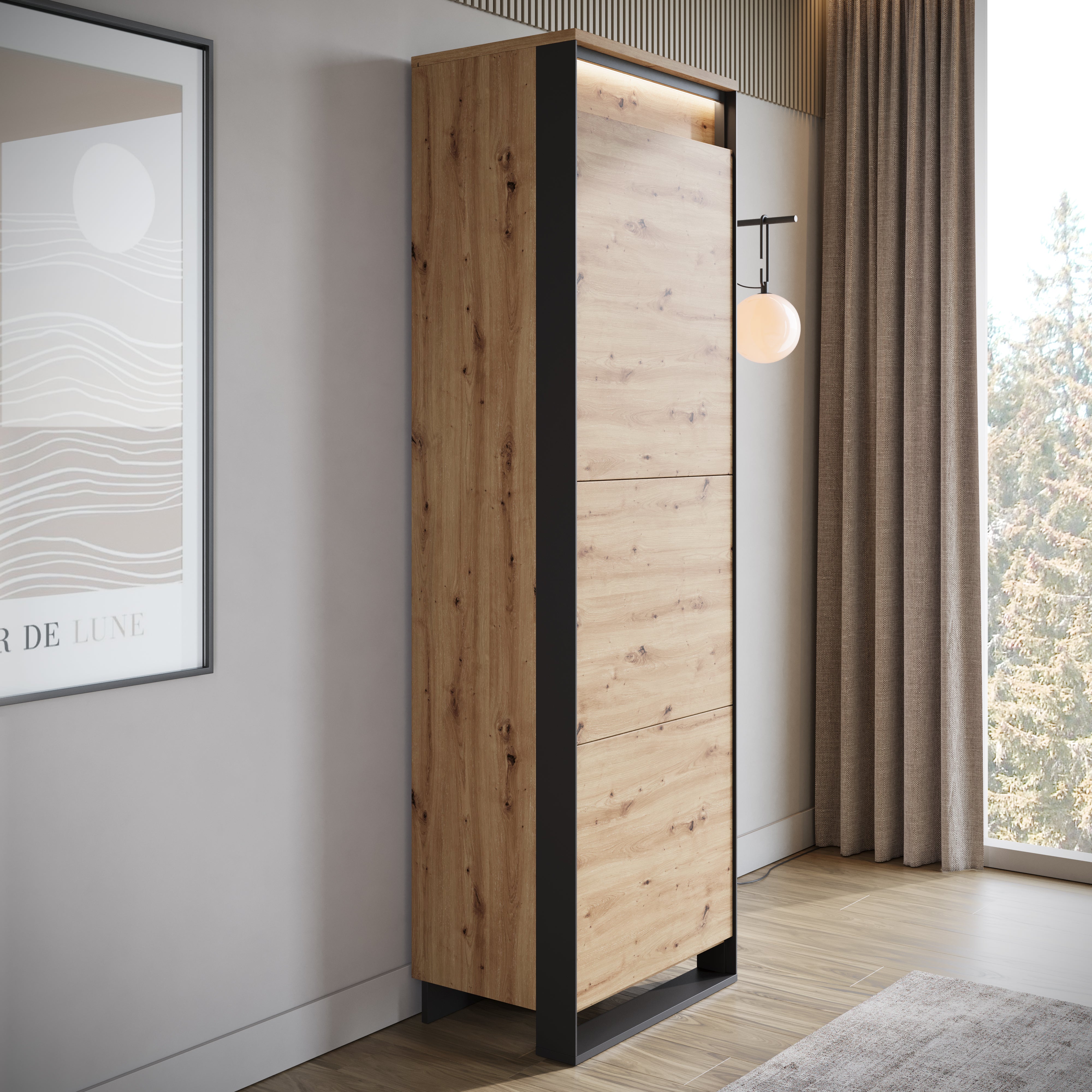 Quincy - Kledingkast met deur - Eiken - 60x41x195 cm