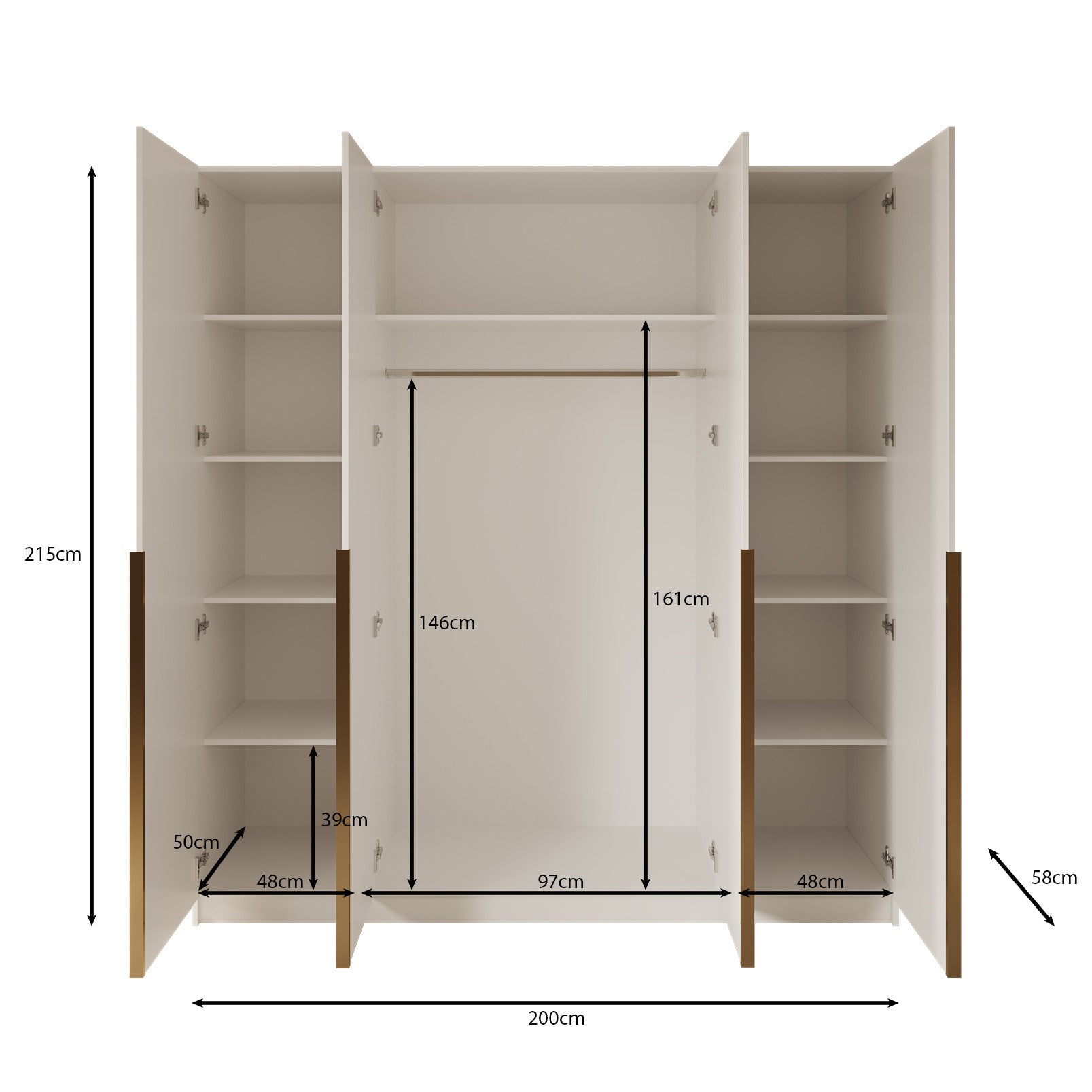 Sabre - Kledingkast 4-deurs - Wit