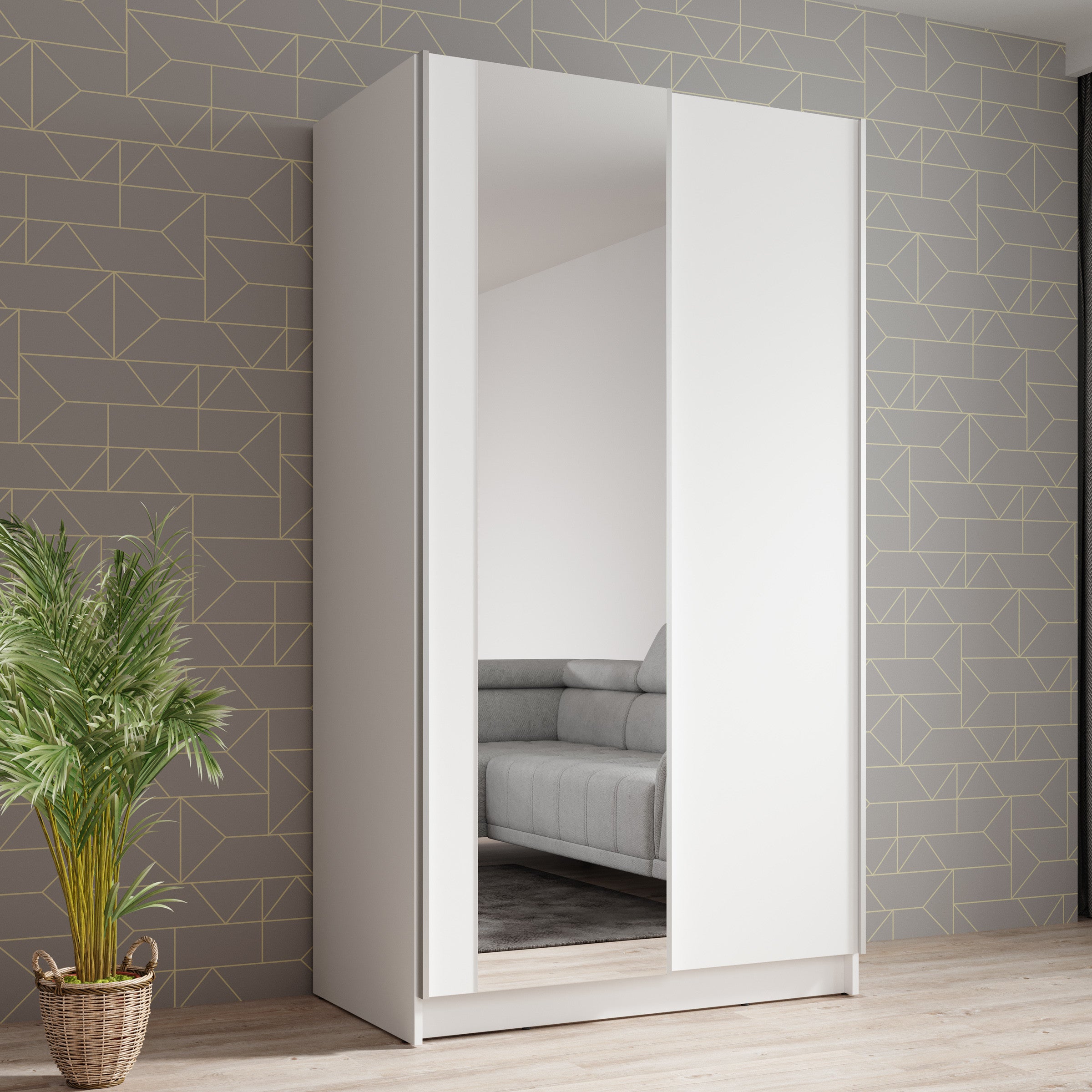 Salta - Kledingkast met schuifdeuren - Wit - 100x55x182 cm