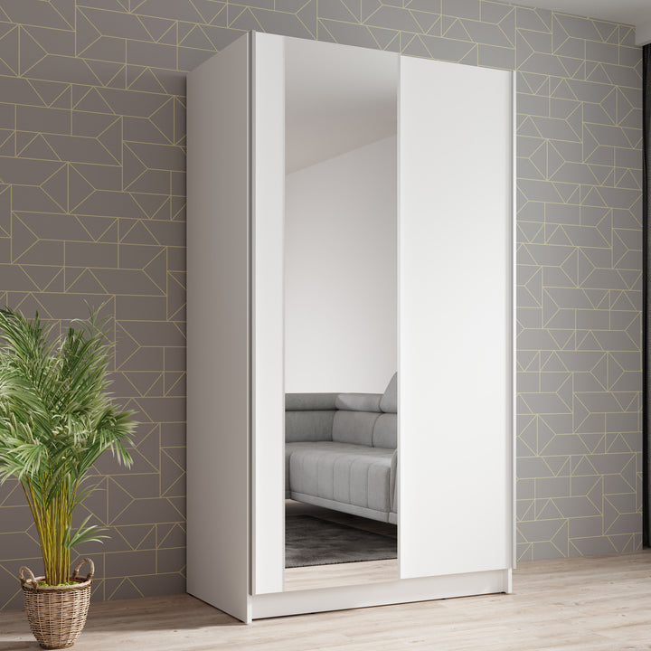Salta - Kledingkast met schuifdeuren - Wit - 100x55x182 cm