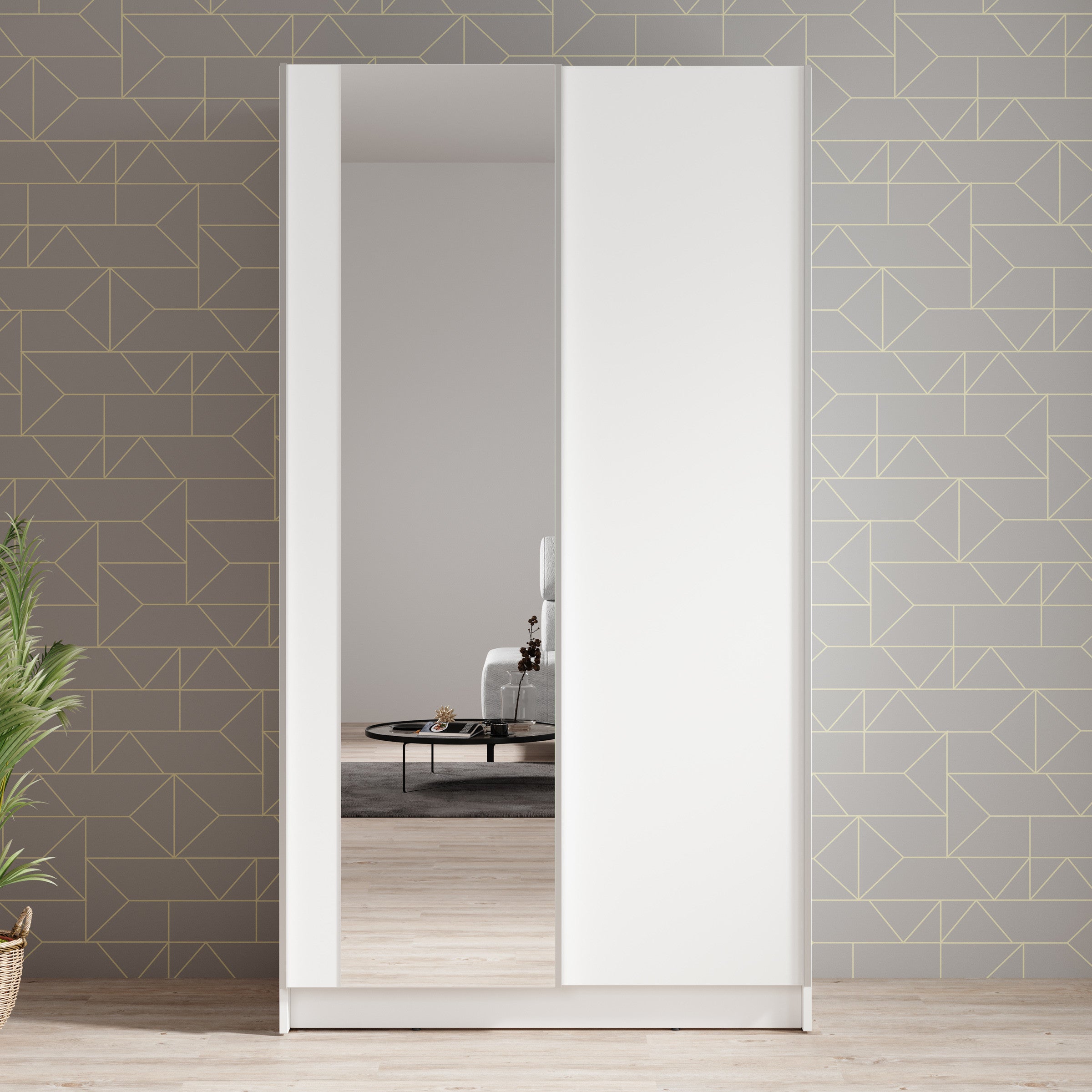 Salta - Kledingkast met schuifdeuren - Wit - 100x55x182 cm