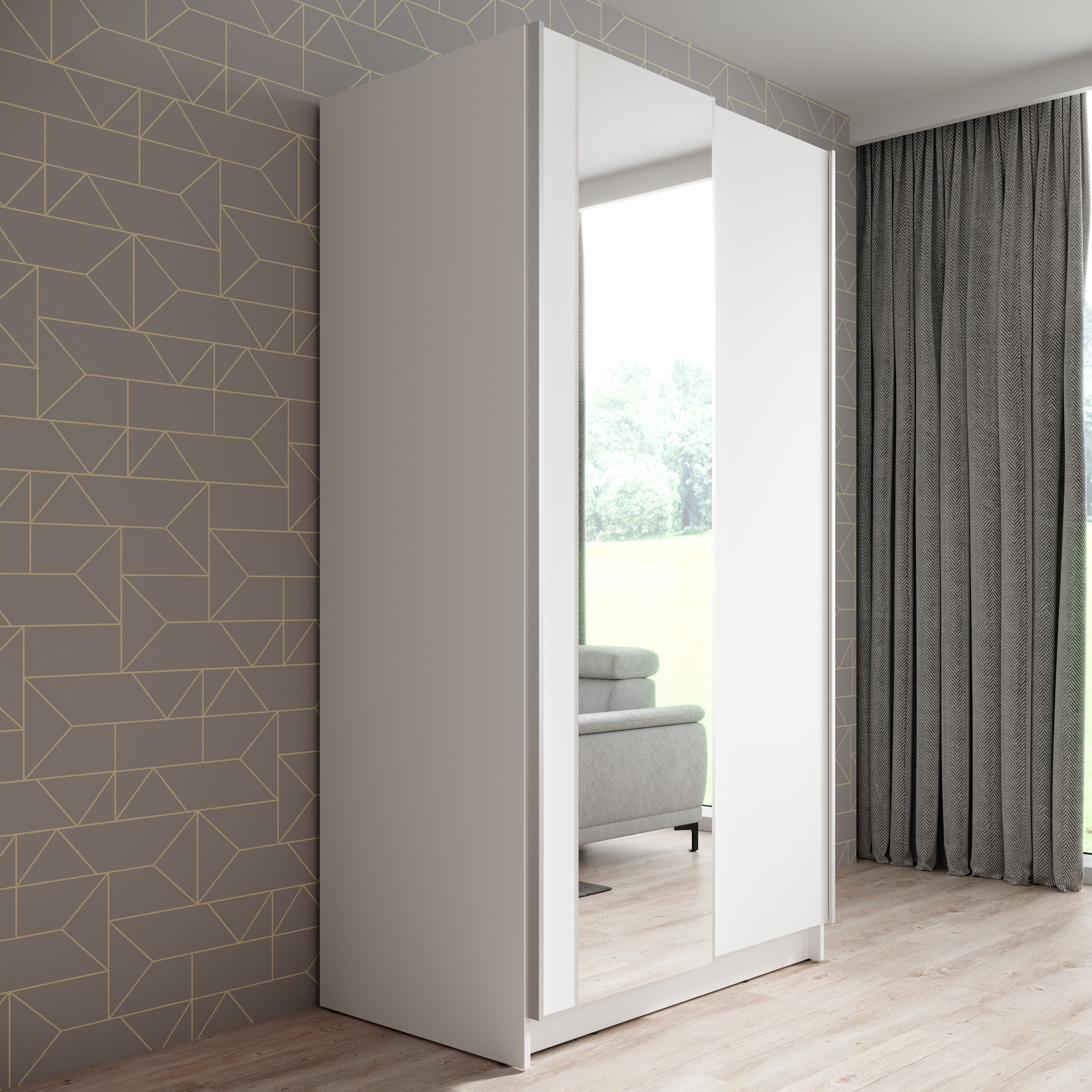 Salta - Kledingkast met schuifdeuren - Wit - 100x55x182 cm