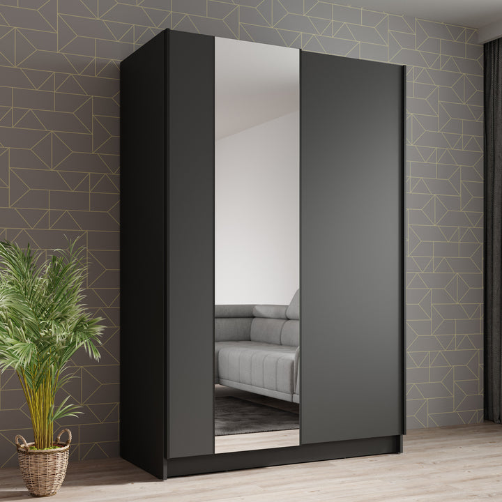 Salta - Kledingkast met schuifdeuren - Zwart - 120x55x182 cm