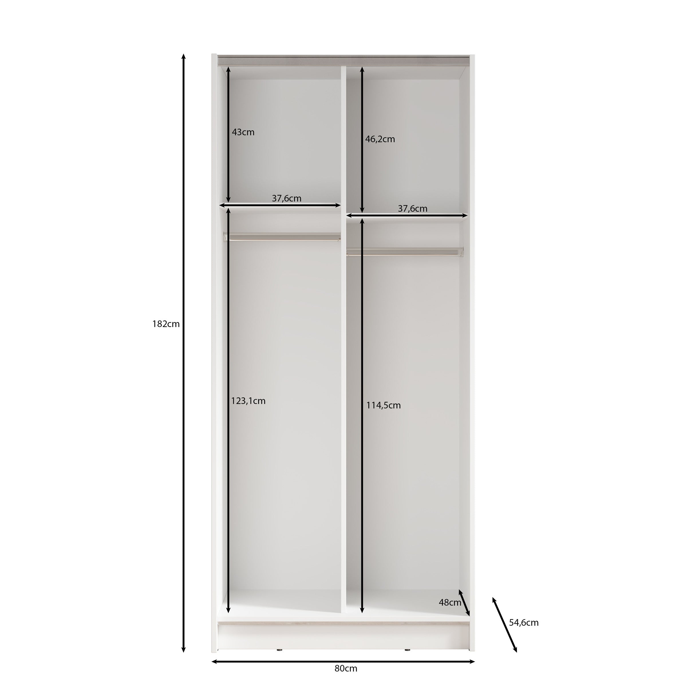 Salta - Kledingkast met schuifdeuren - Zwart - 80x55x182 cm