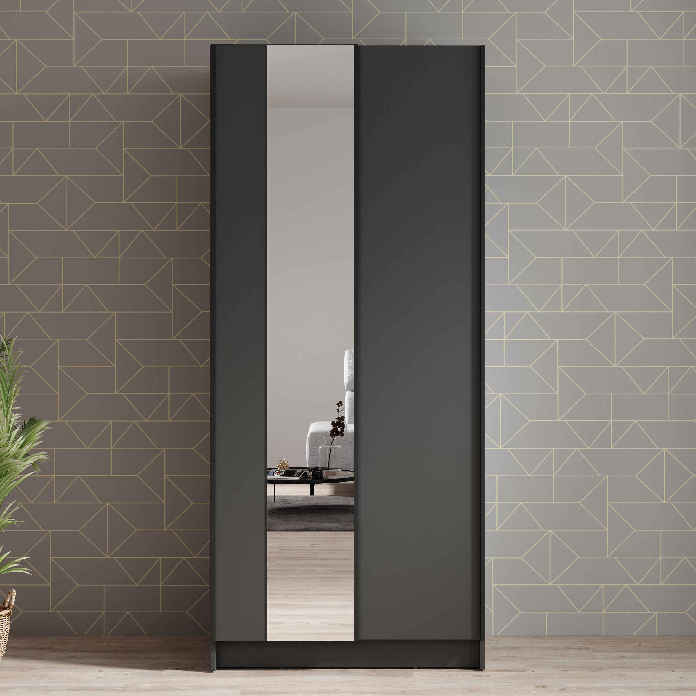 Salta - Kledingkast met schuifdeuren - Zwart - 80x55x182 cm