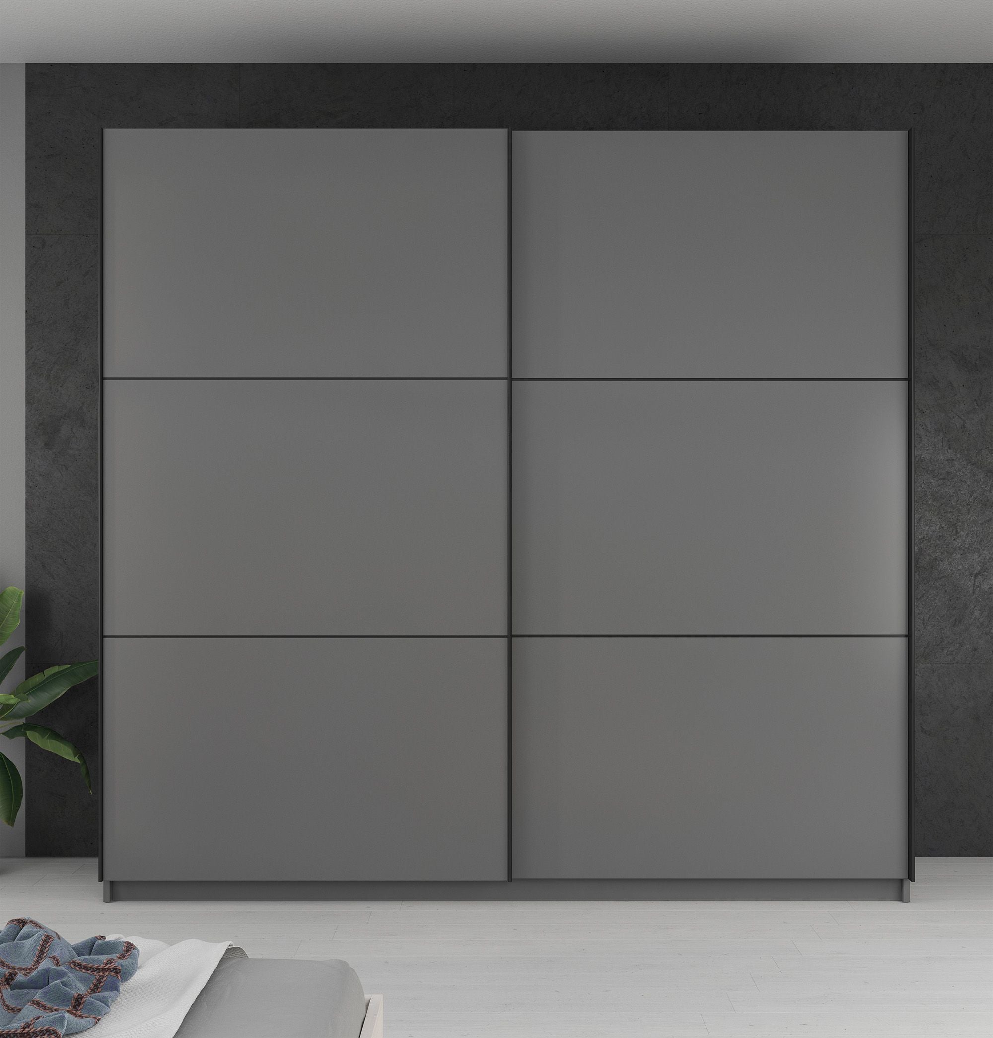 Samantha - Kledingkast met schuifdeuren - Grijs - 217x63x210 cm
