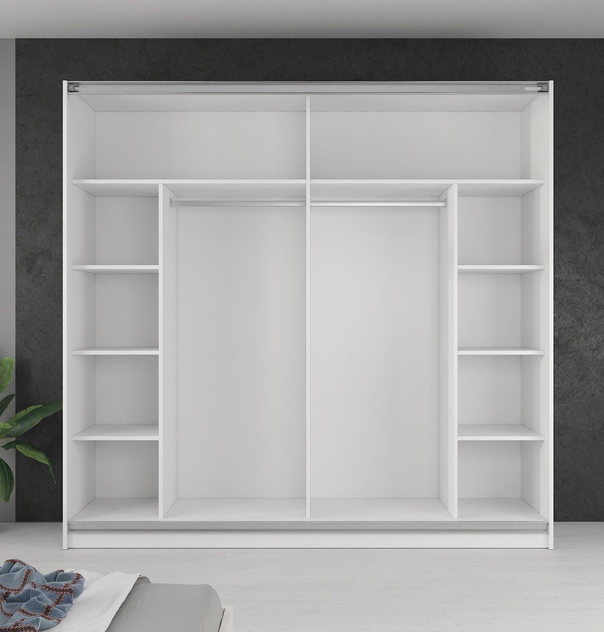 Samantha - Kledingkast met schuifdeuren - Wit - 217x63x210 cm
