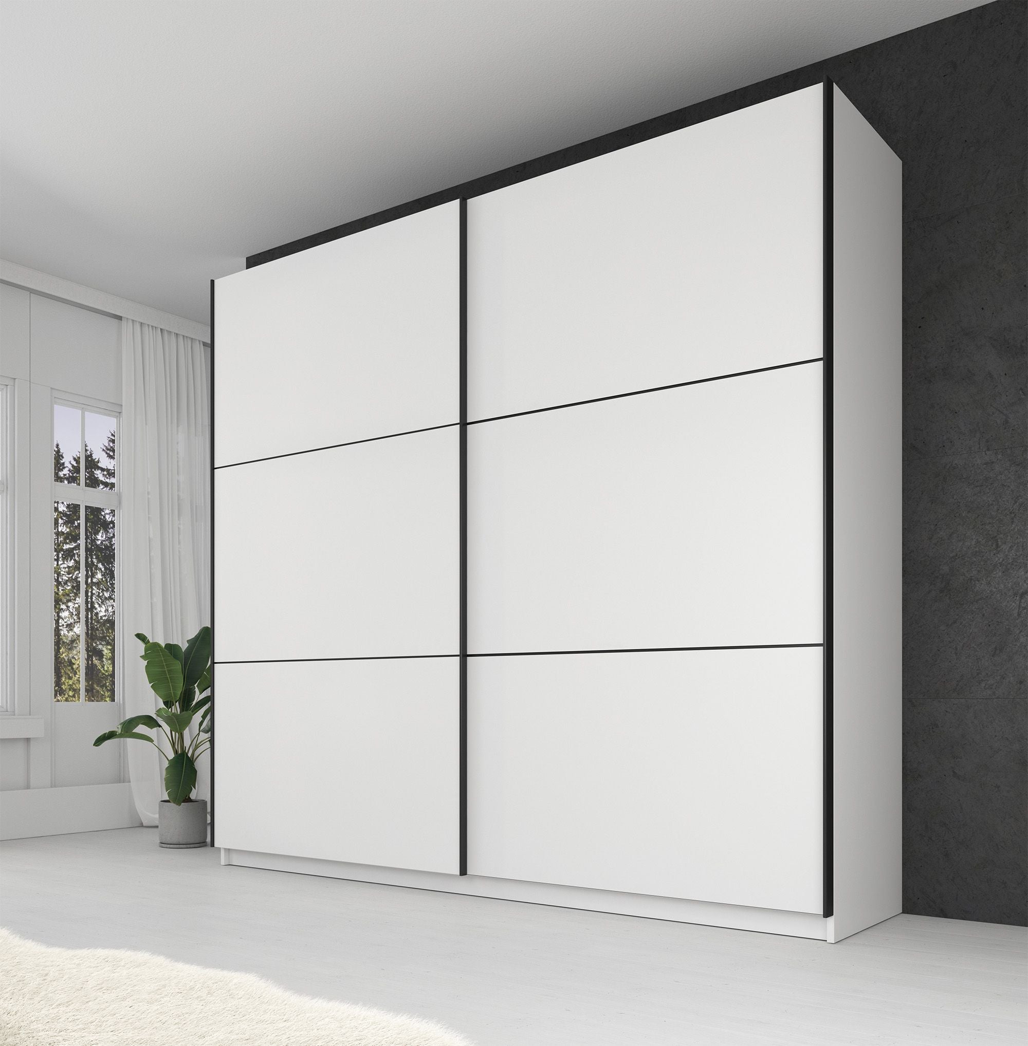 Samantha - Kledingkast met schuifdeuren - Wit - 217x63x210 cm
