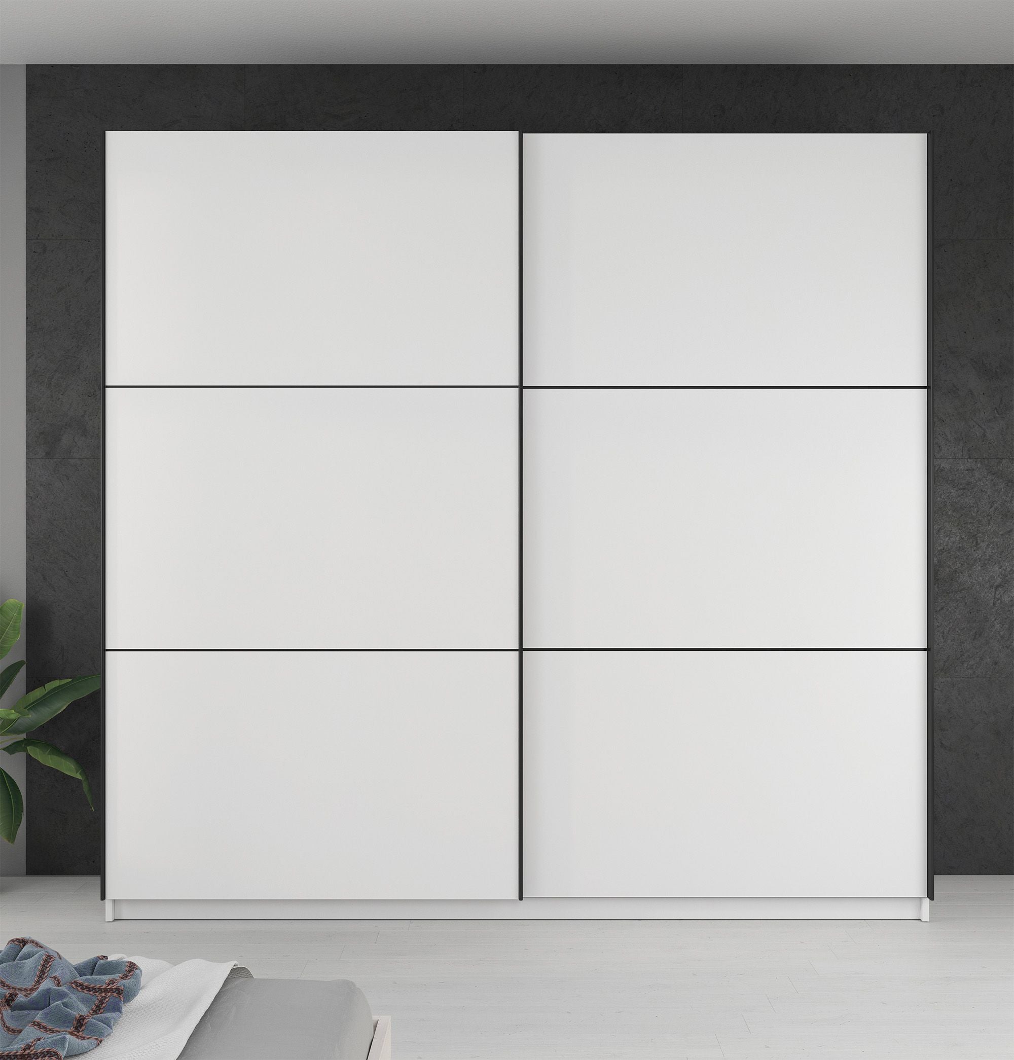 Samantha - Kledingkast met schuifdeuren - Wit - 217x63x210 cm