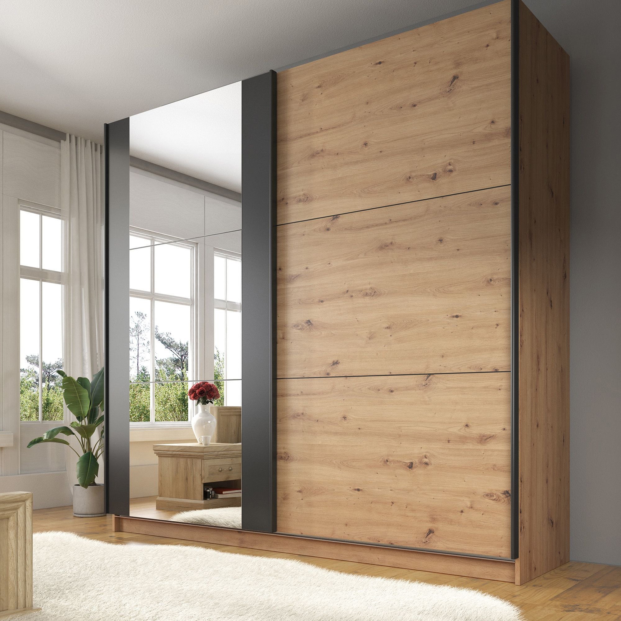 Slaapkamer Saturn - Eiken - Zwart - 160 - Groot