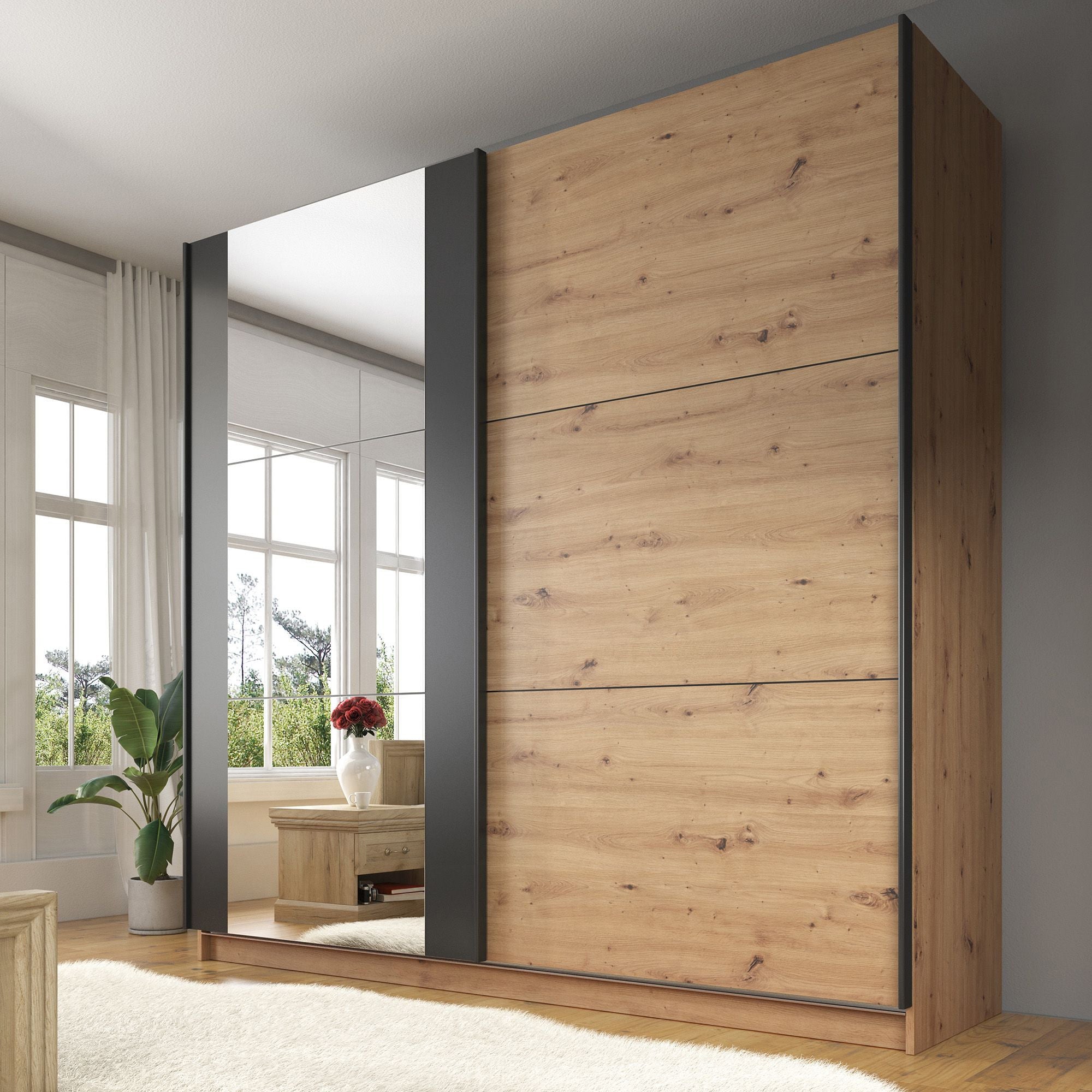 Slaapkamer Saturn - Eiken - Zwart - 180 - Groot
