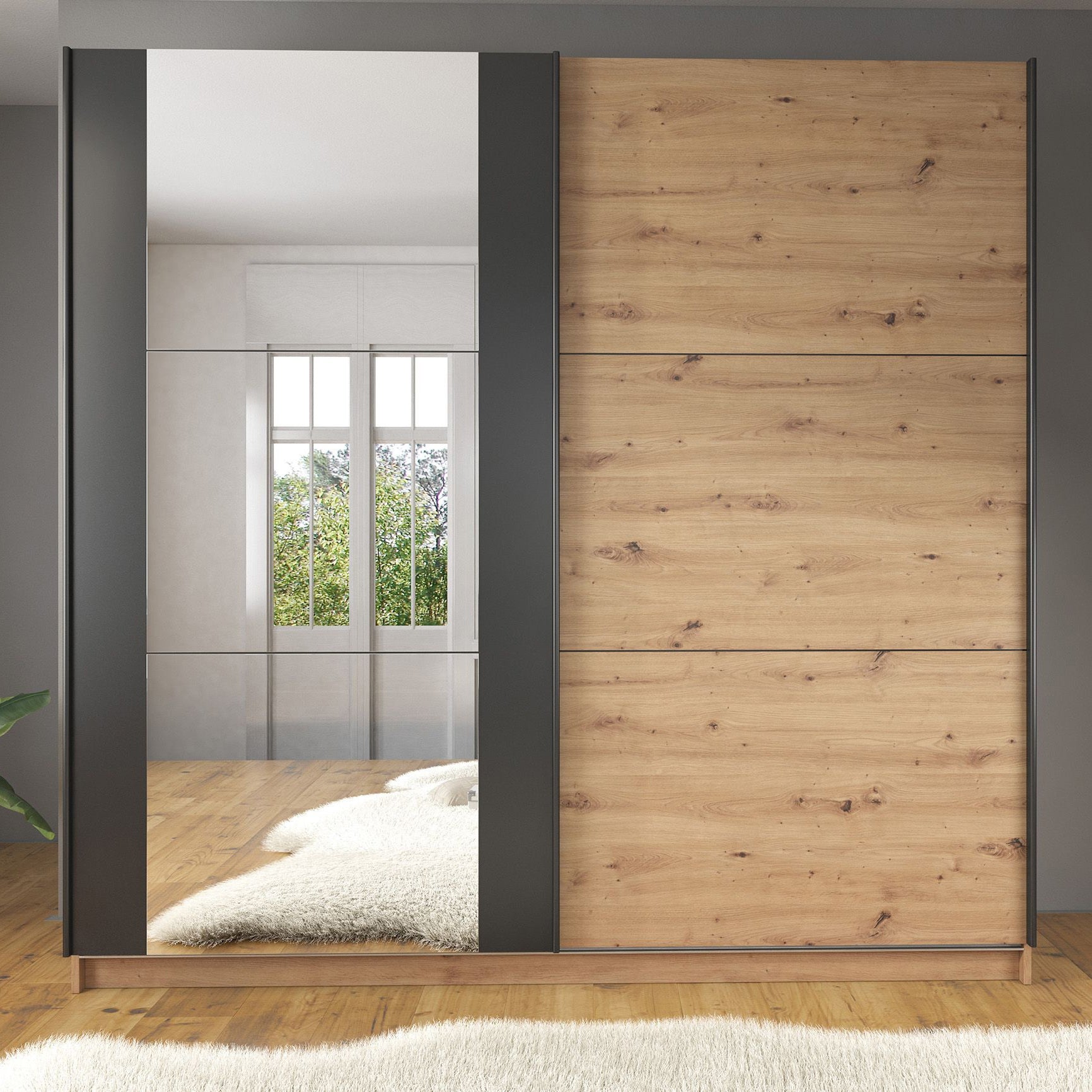 Slaapkamer Saturn - Eiken - Zwart - 180 - Groot