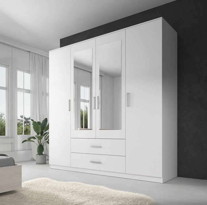Savona - Kledingkast 4-deurs - Wit - 200x58x200 cm