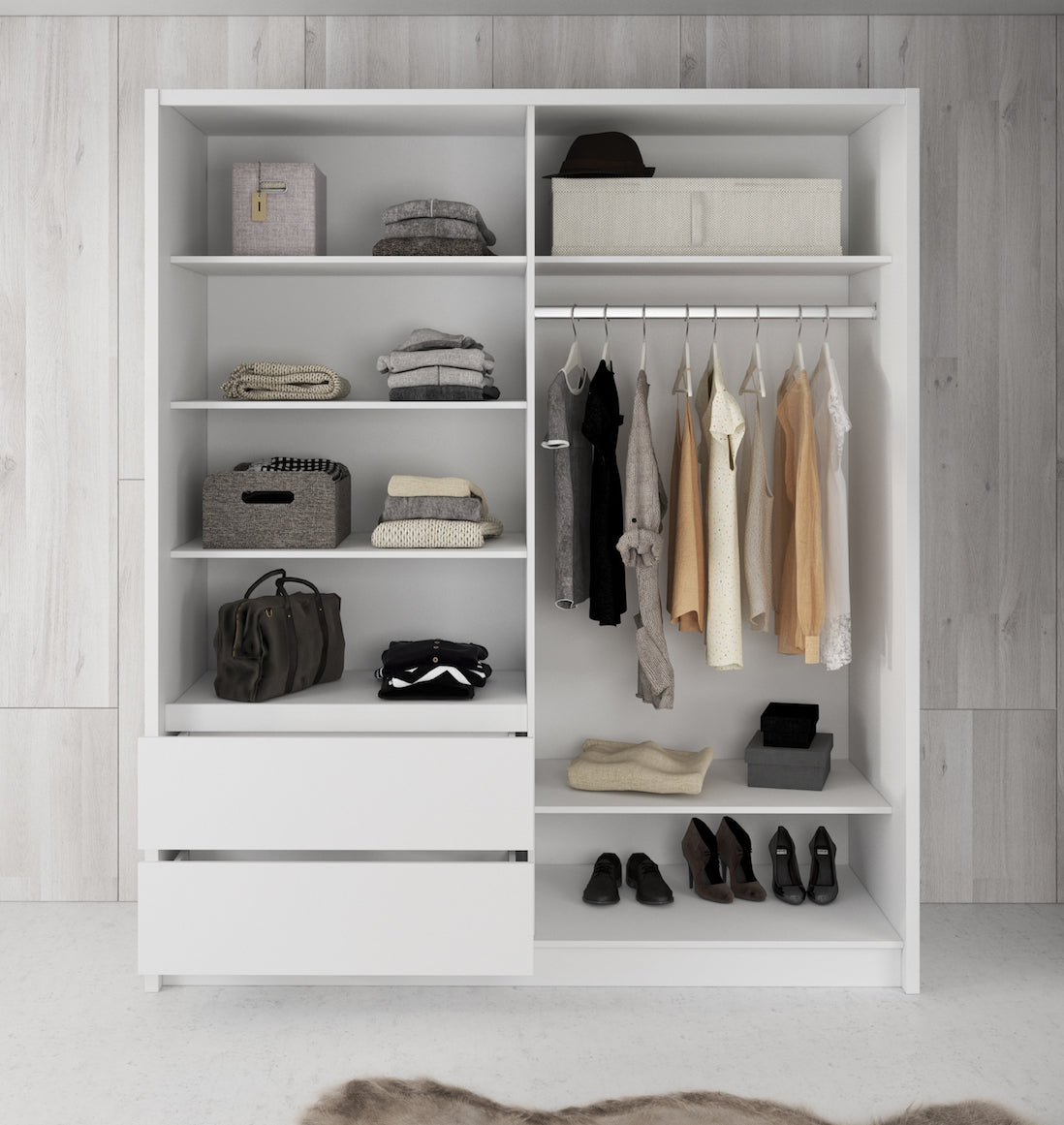 Sento - Kledingkast met schuifdeuren - Wit - 184x61x214 cm