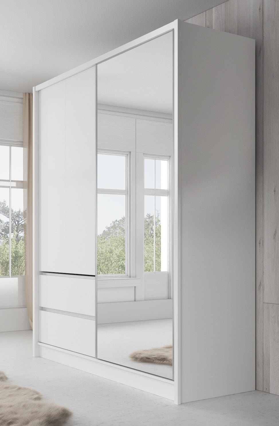 Sento - Kledingkast met schuifdeuren - Wit - 184x61x214 cm
