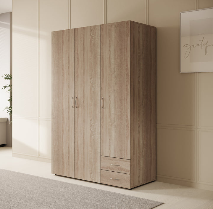 Serra - Kledingkast 3-deurs - Licht eiken - 120x51x177 cm