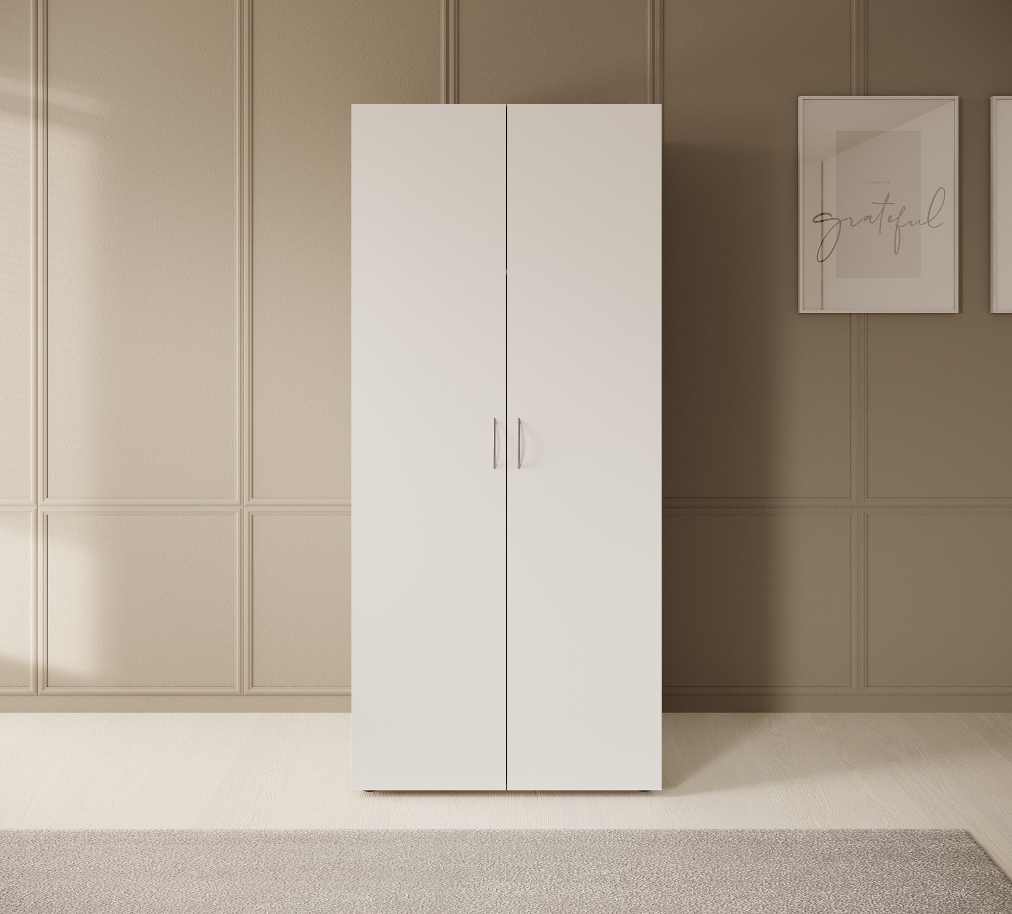 Serra - Kledingkast 2-deurs - Wit/licht eiken - 80x51x177 cm