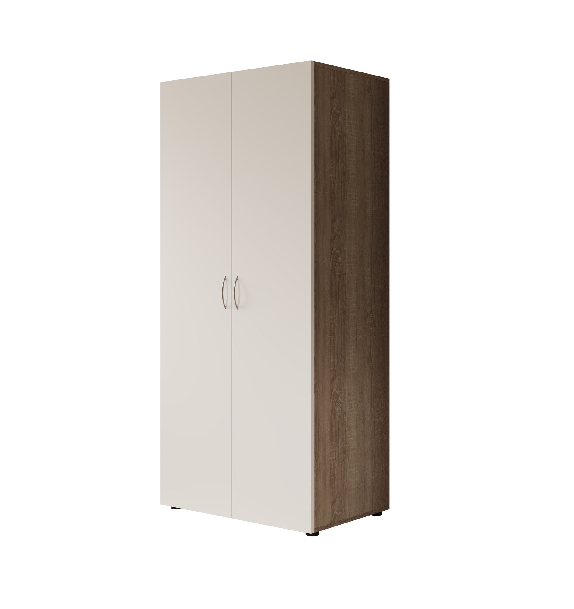 Serra - Kledingkast 2-deurs - Wit/licht eiken - 80x51x177 cm