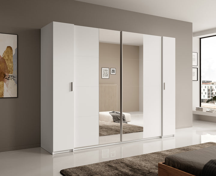 Stoke - Kledingkast 4-deurs - Wit - 270x61x208 cm