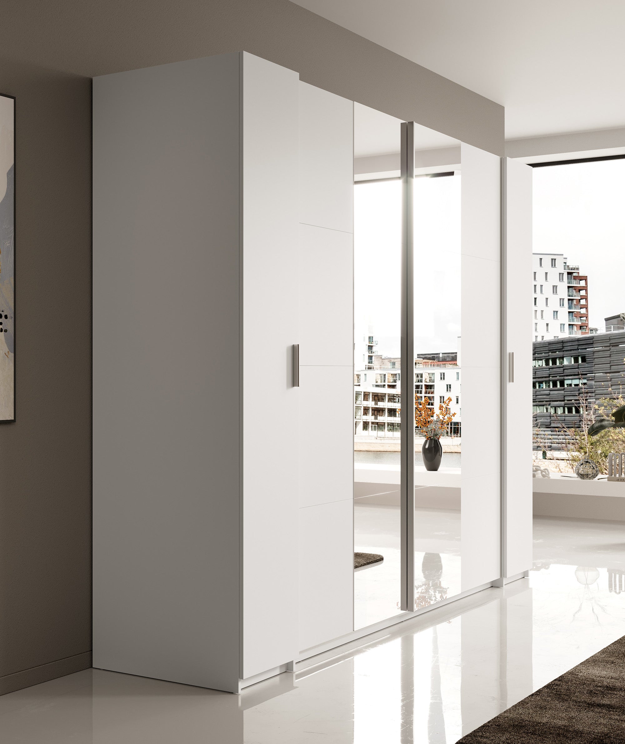 Stoke - Kledingkast 4-deurs - Wit - 270x61x208 cm