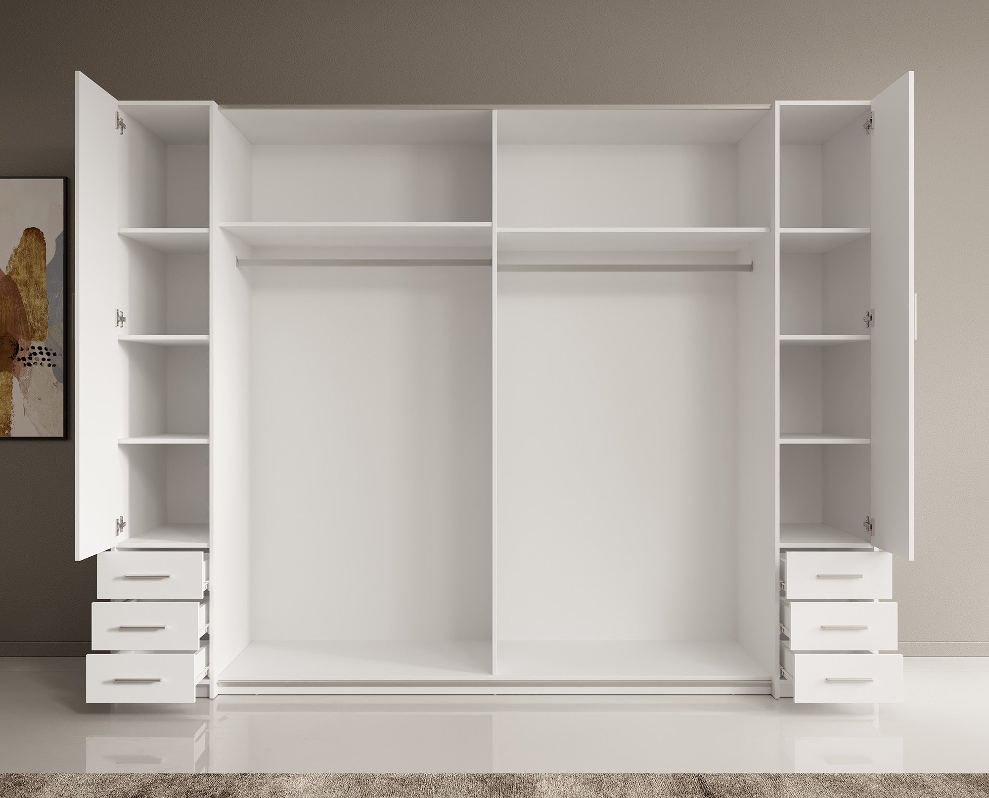 Stoke 2 - Kledingkast 4-deurs - Wit - 270x61x208 cm