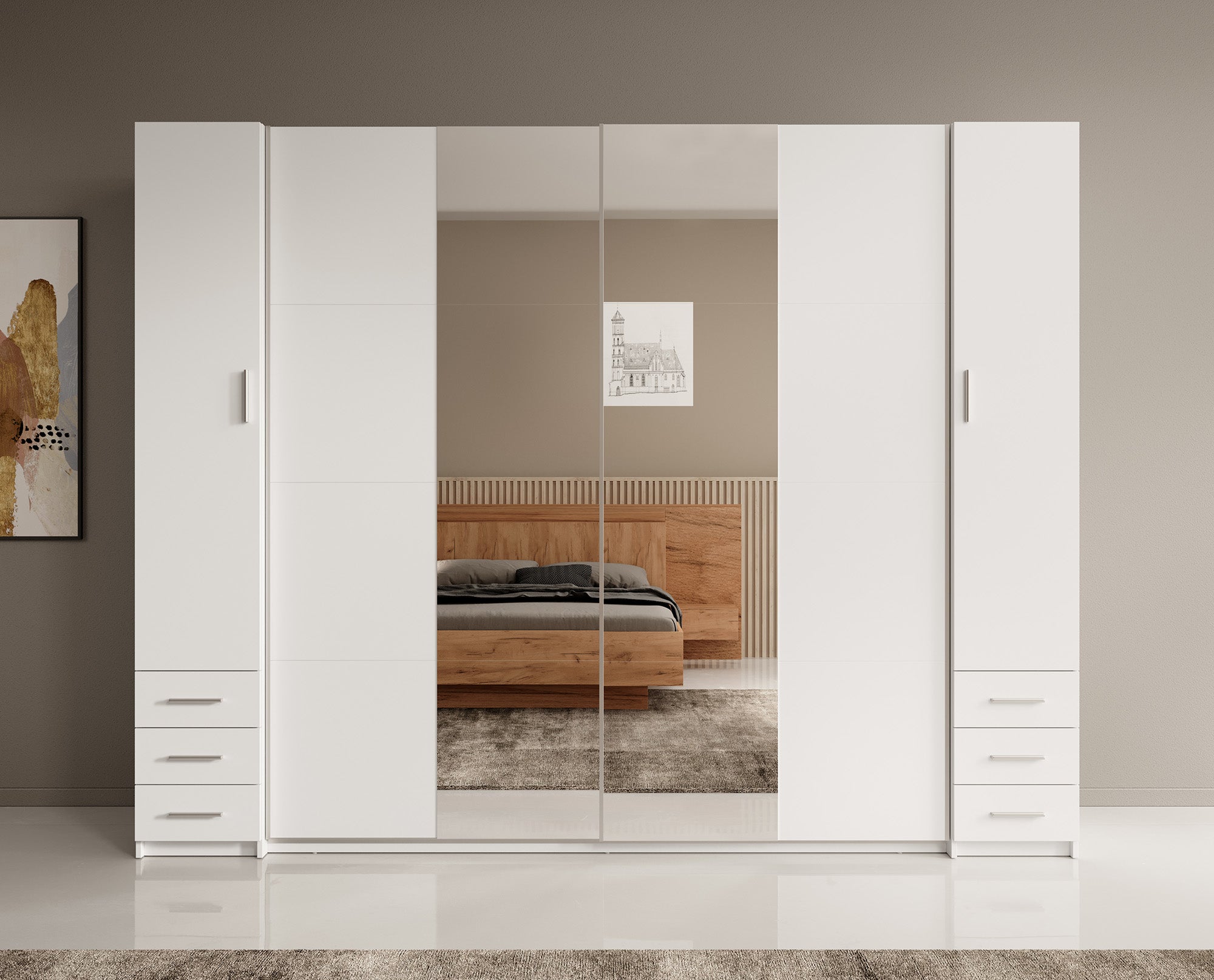 Stoke 2 - Kledingkast 4-deurs - Wit - 270x61x208 cm