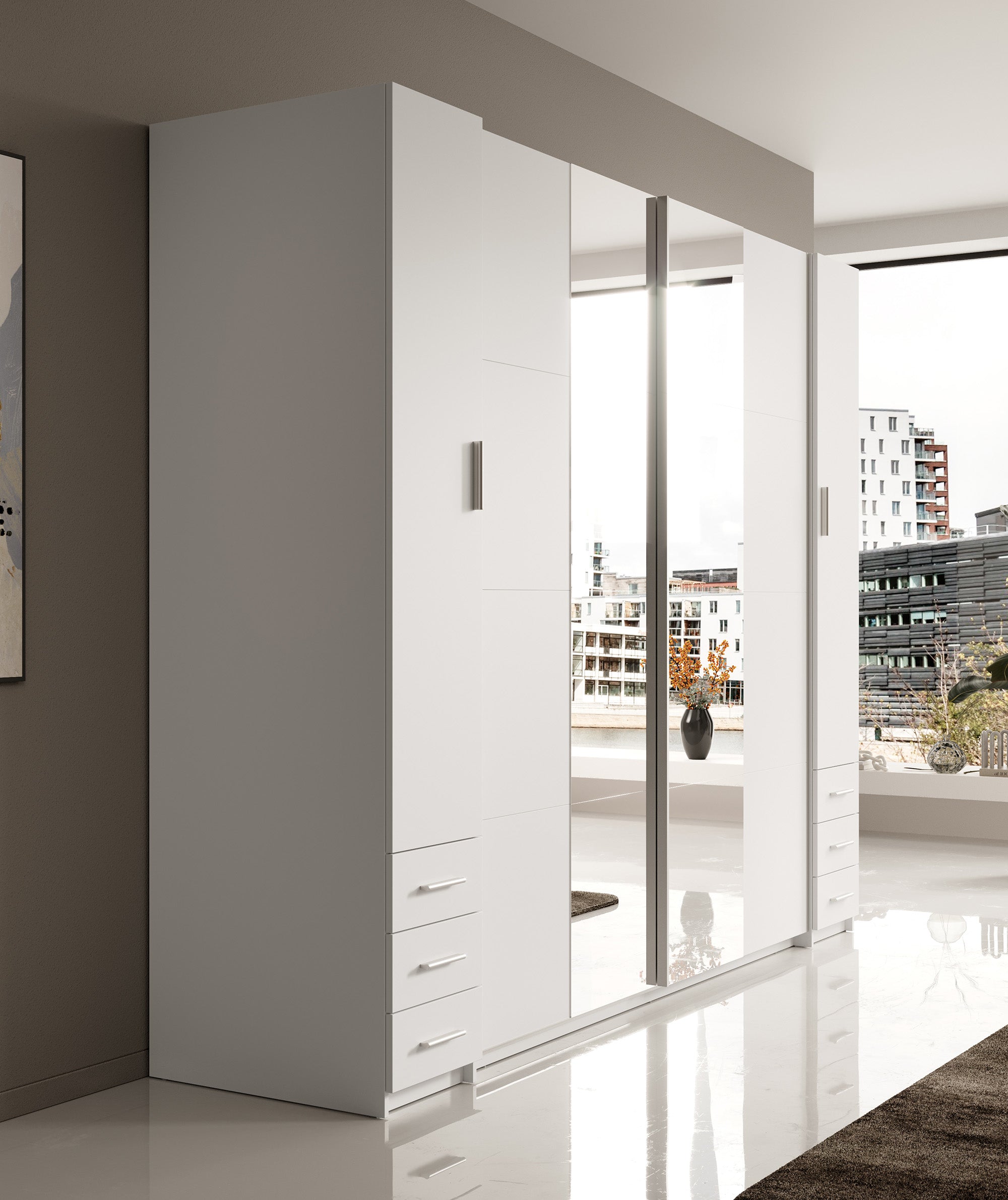 Stoke 2 - Kledingkast 4-deurs - Wit - 270x61x208 cm
